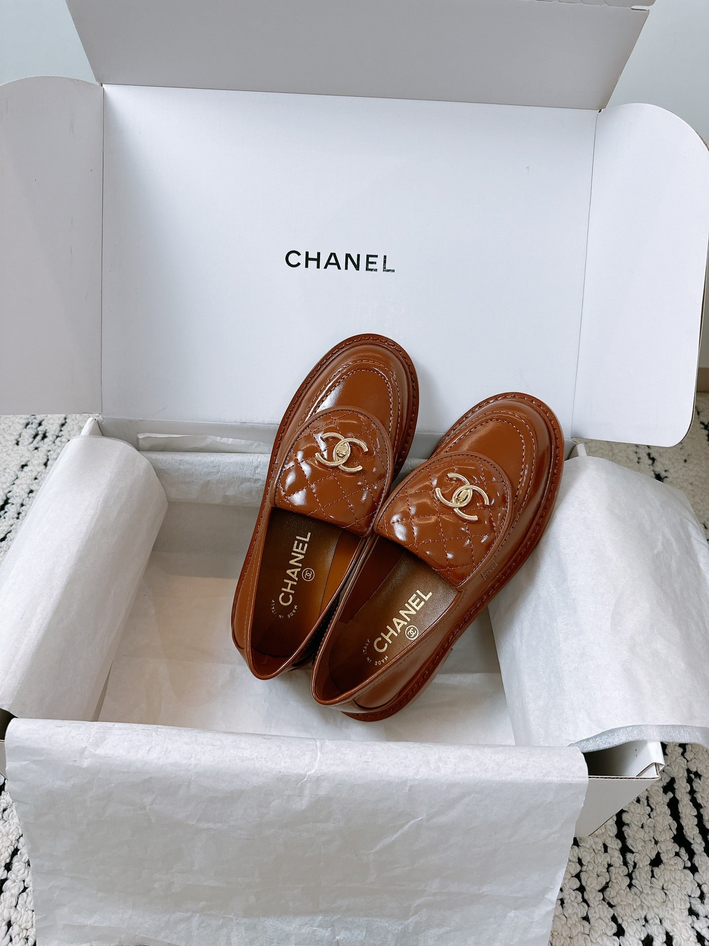 CC Moccasins 25mm In Caramel Glossy Lambskin  144647