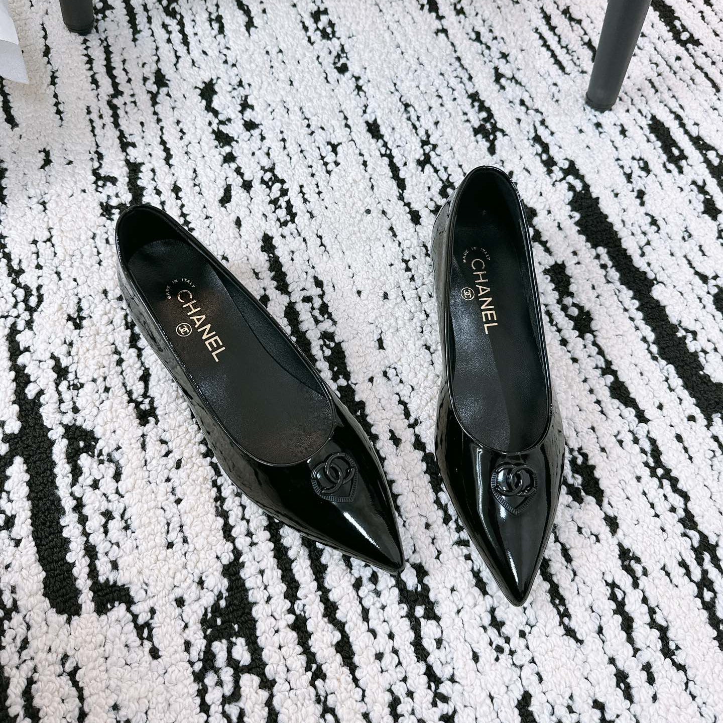 CC Ballet Flats In Black Glossy Lambskin 144667