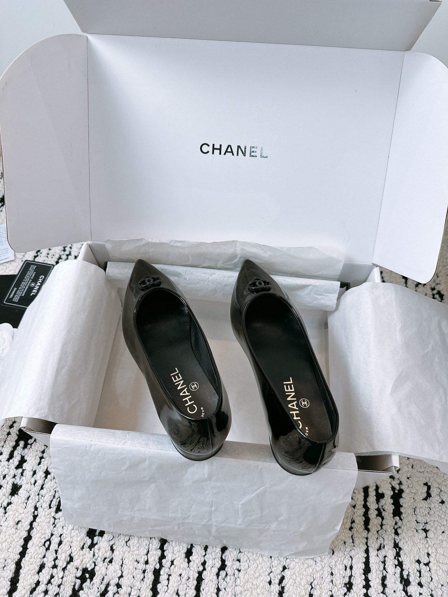 CC Ballet Flats In Black Glossy Lambskin 144667