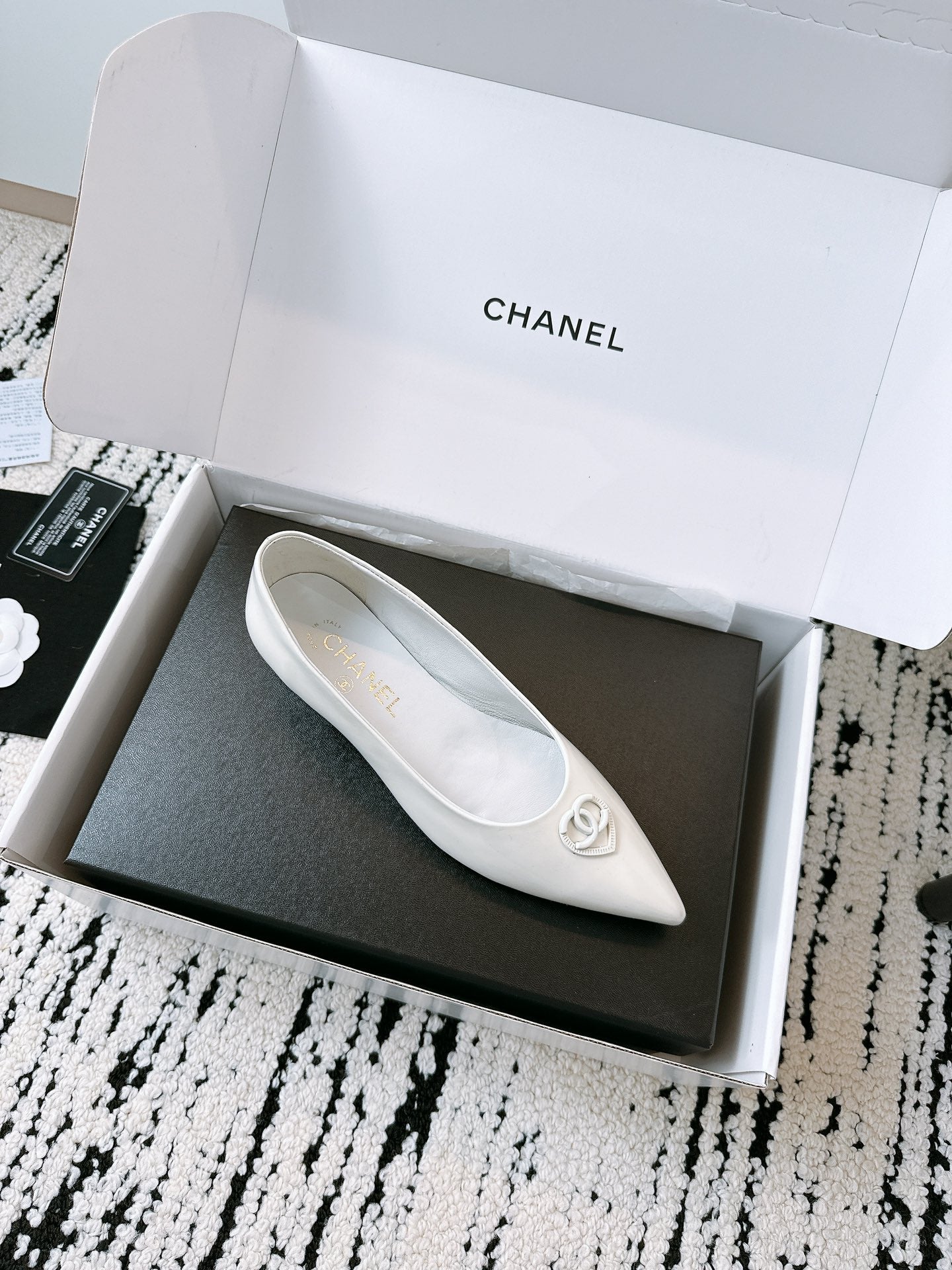 CC Ballet Flats In White Glossy Lambskin 144669