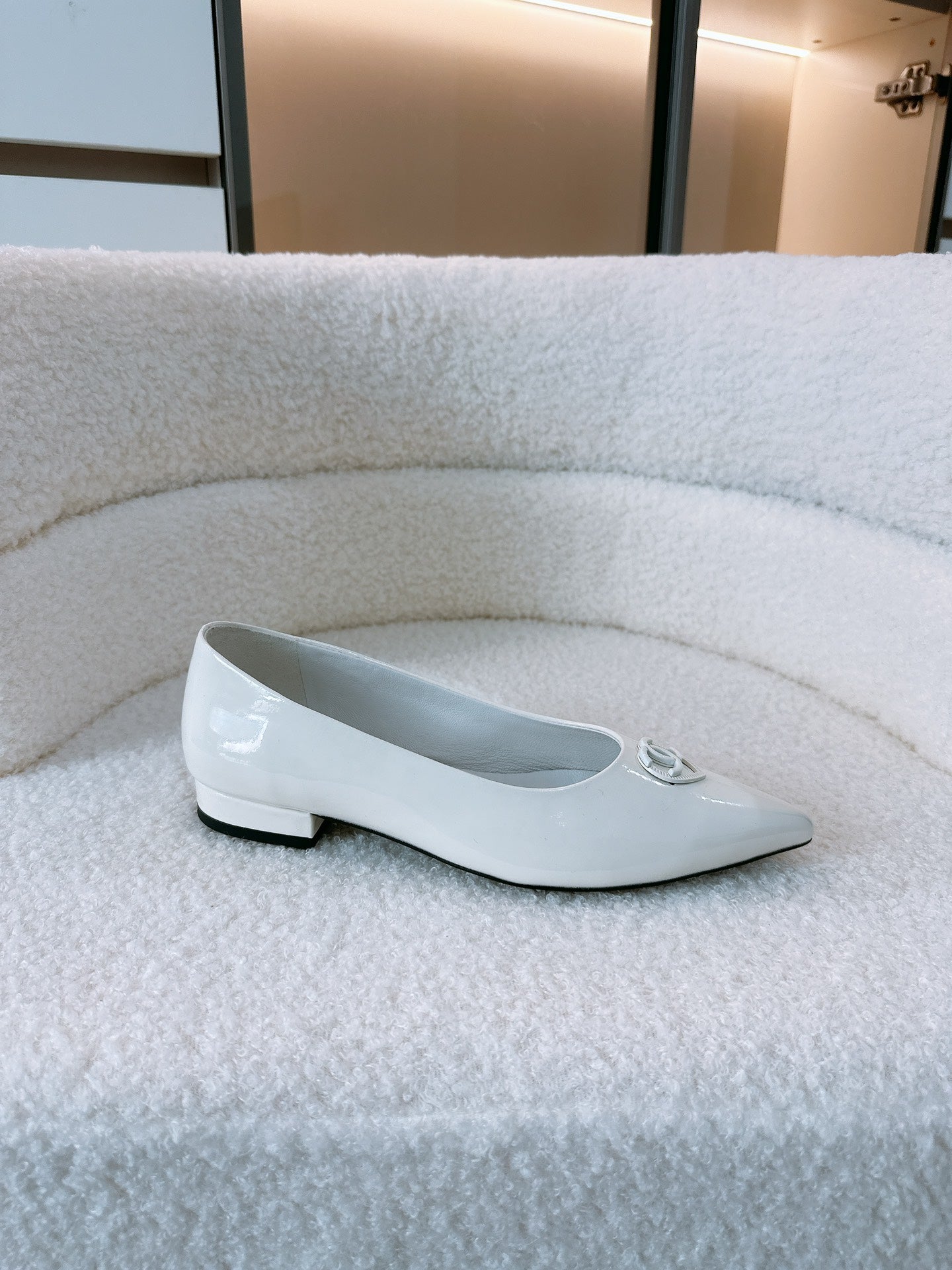 CC Ballet Flats In White Glossy Lambskin 144669