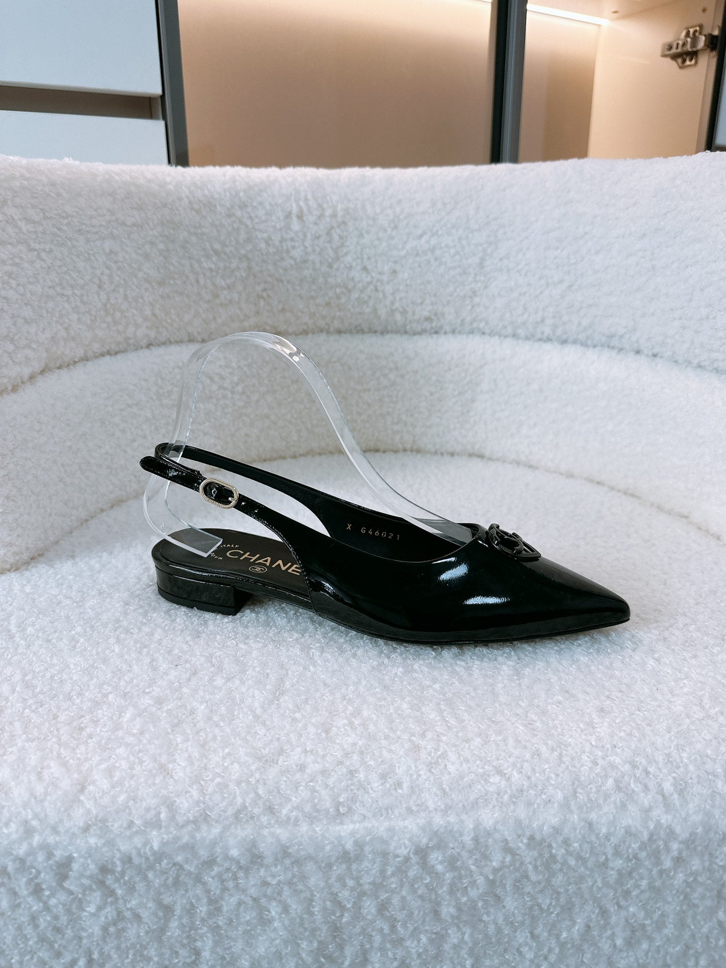 CC Slinback Flats In Black Glossy Lambskin 144671