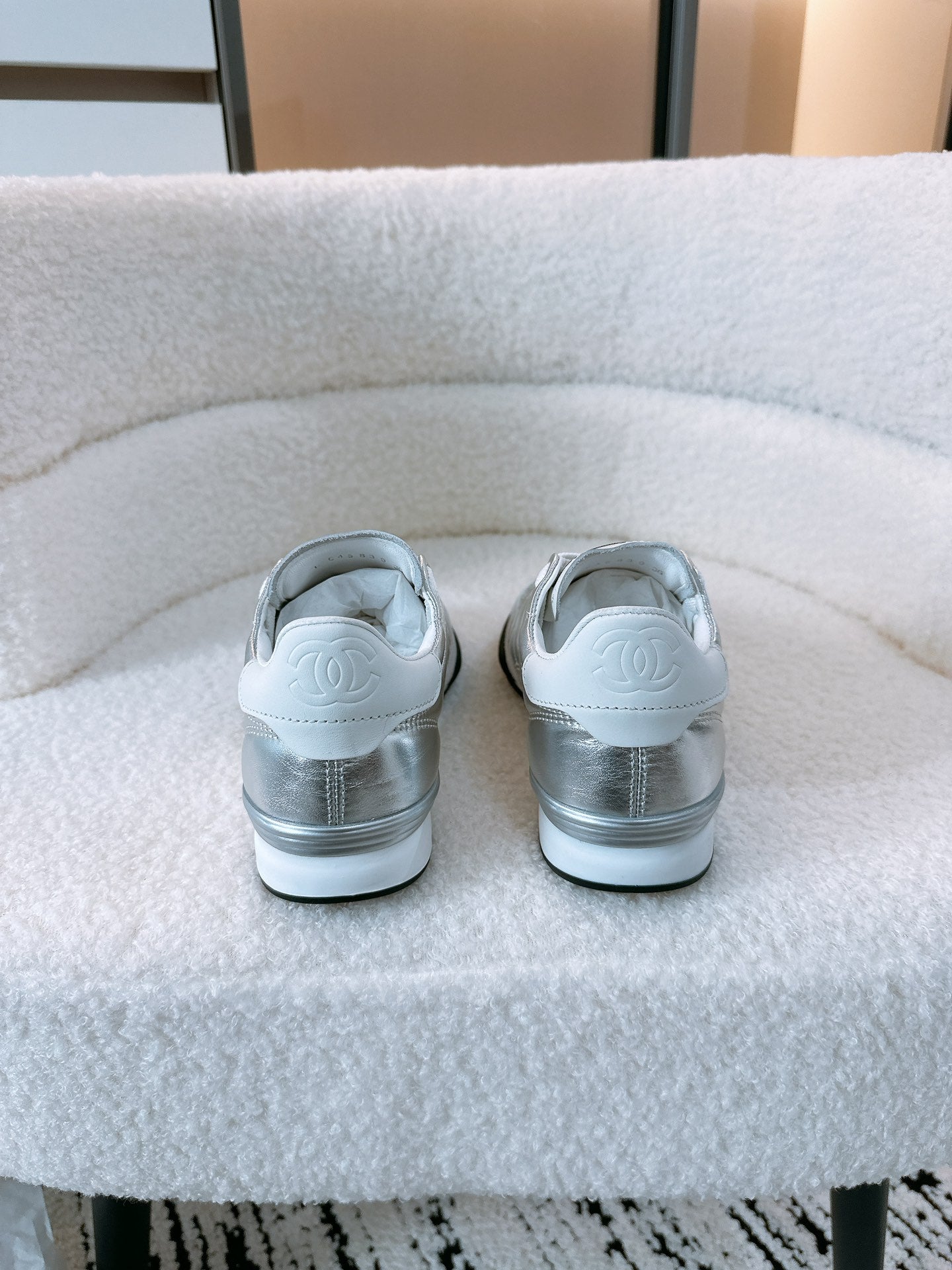 CC Sneaker In Silver Lambskin Quilted 144683