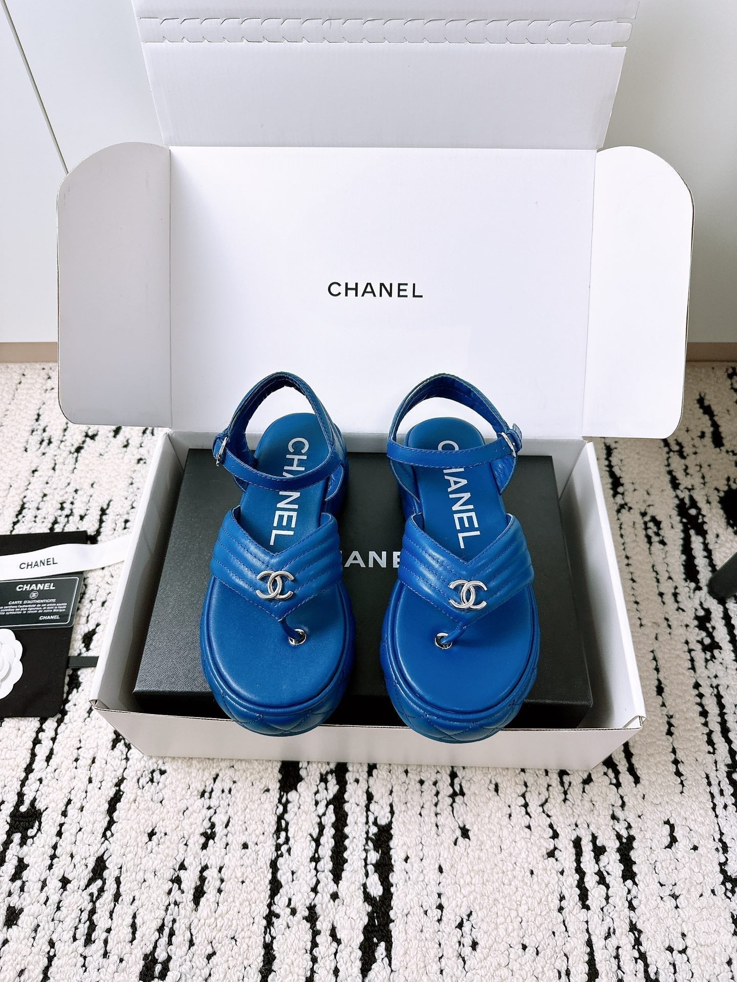 CC Sandals In Blue Lambskin 144532