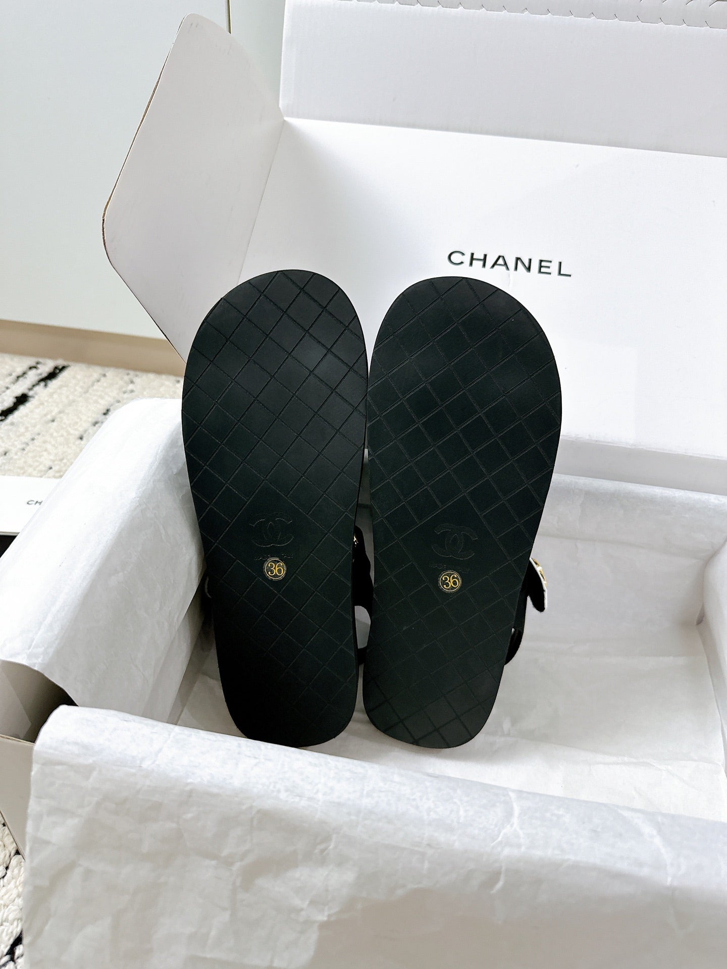 CC 25 Dad Sandals Black White Fabric Leather 300168