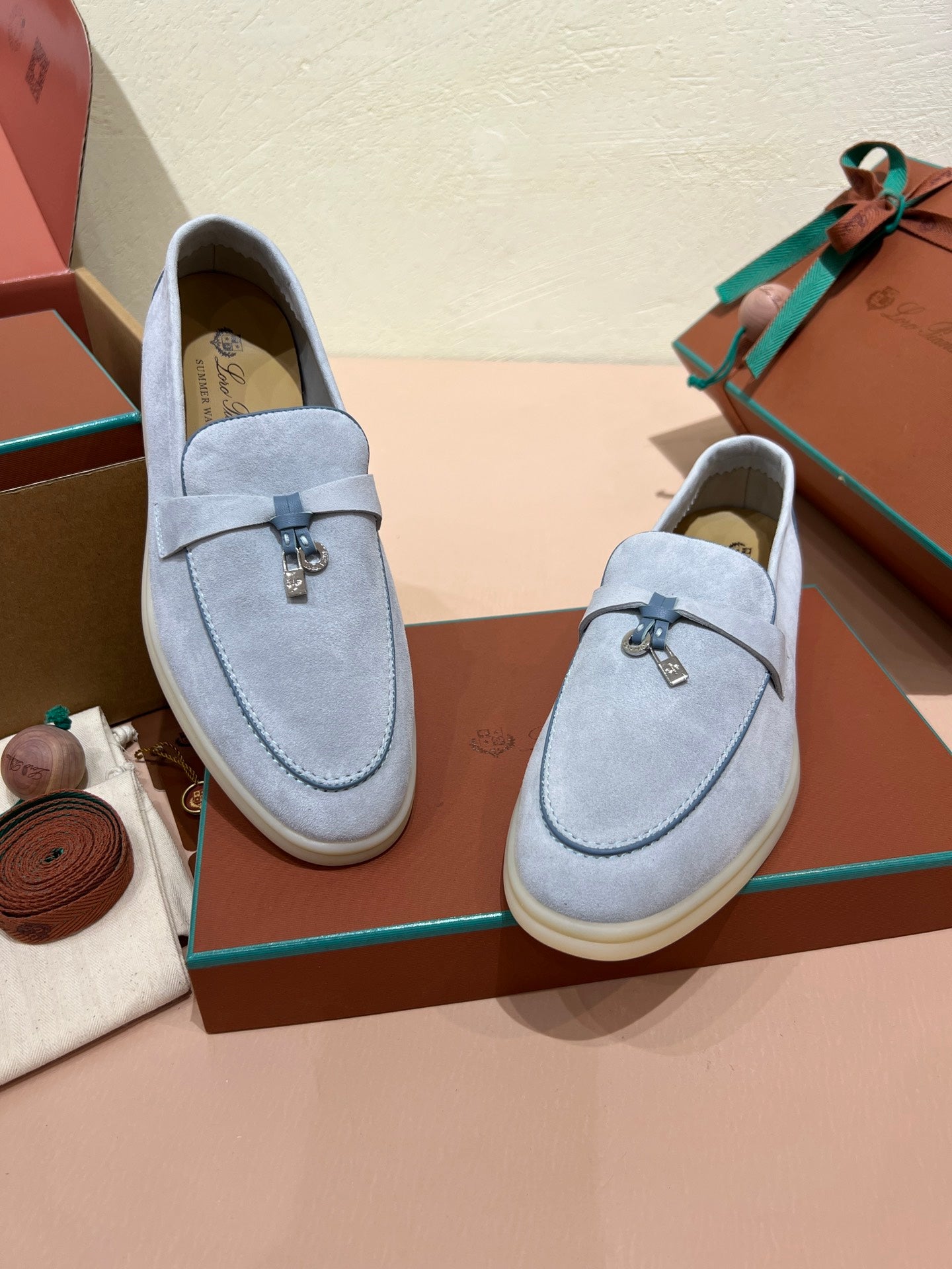 lp summer charm walk loafer aqua blue suede