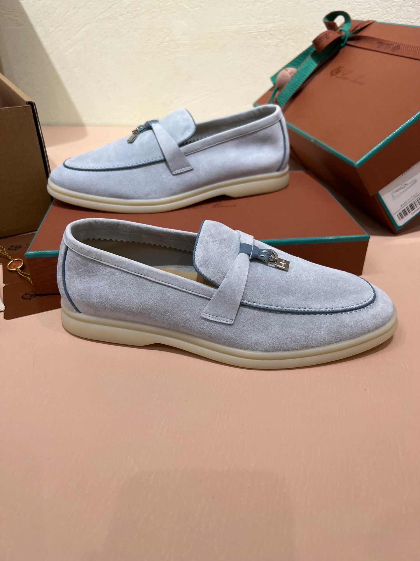 lp summer charm walk loafer aqua blue suede