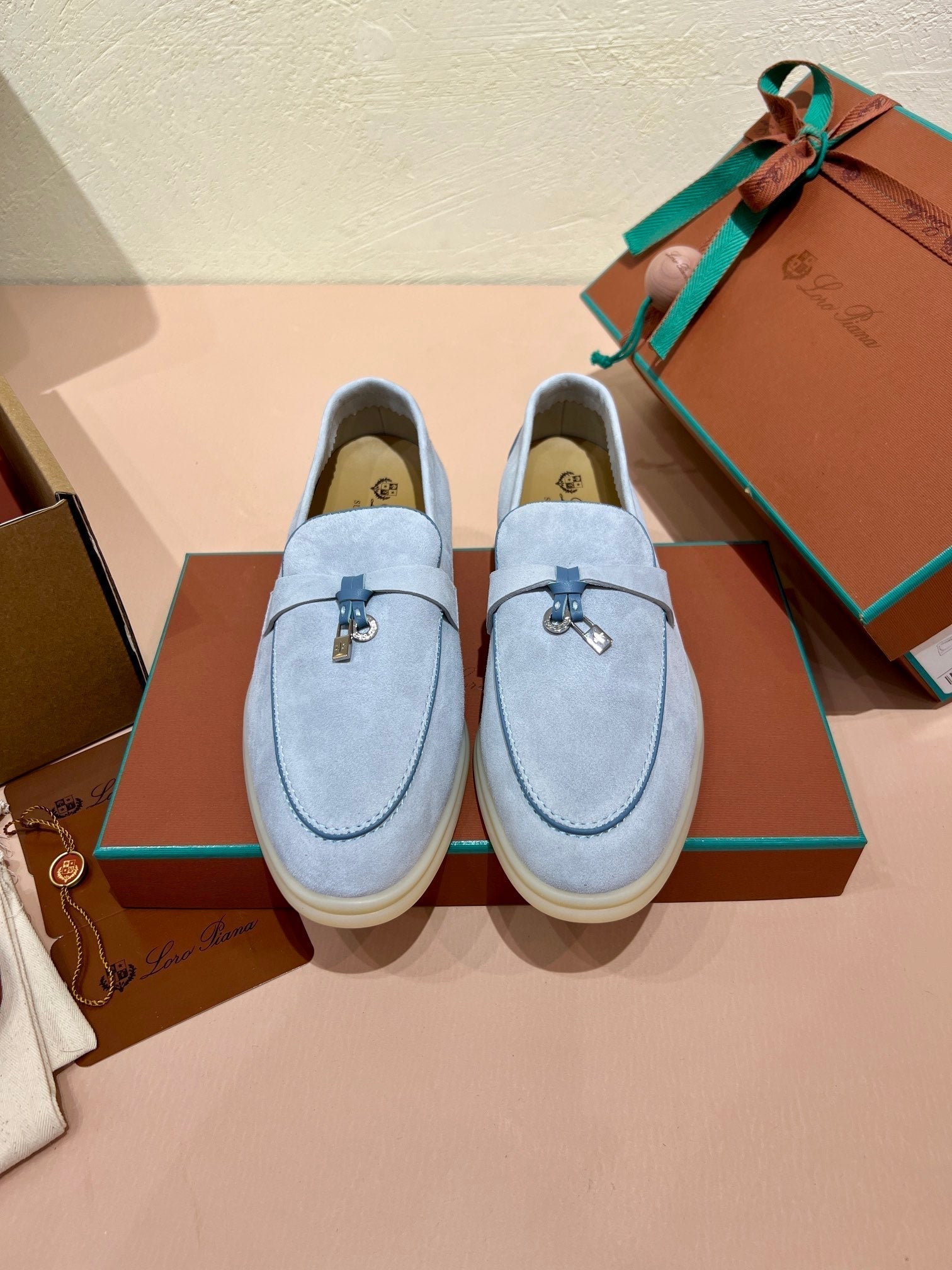 lp summer charm walk loafer aqua blue suede