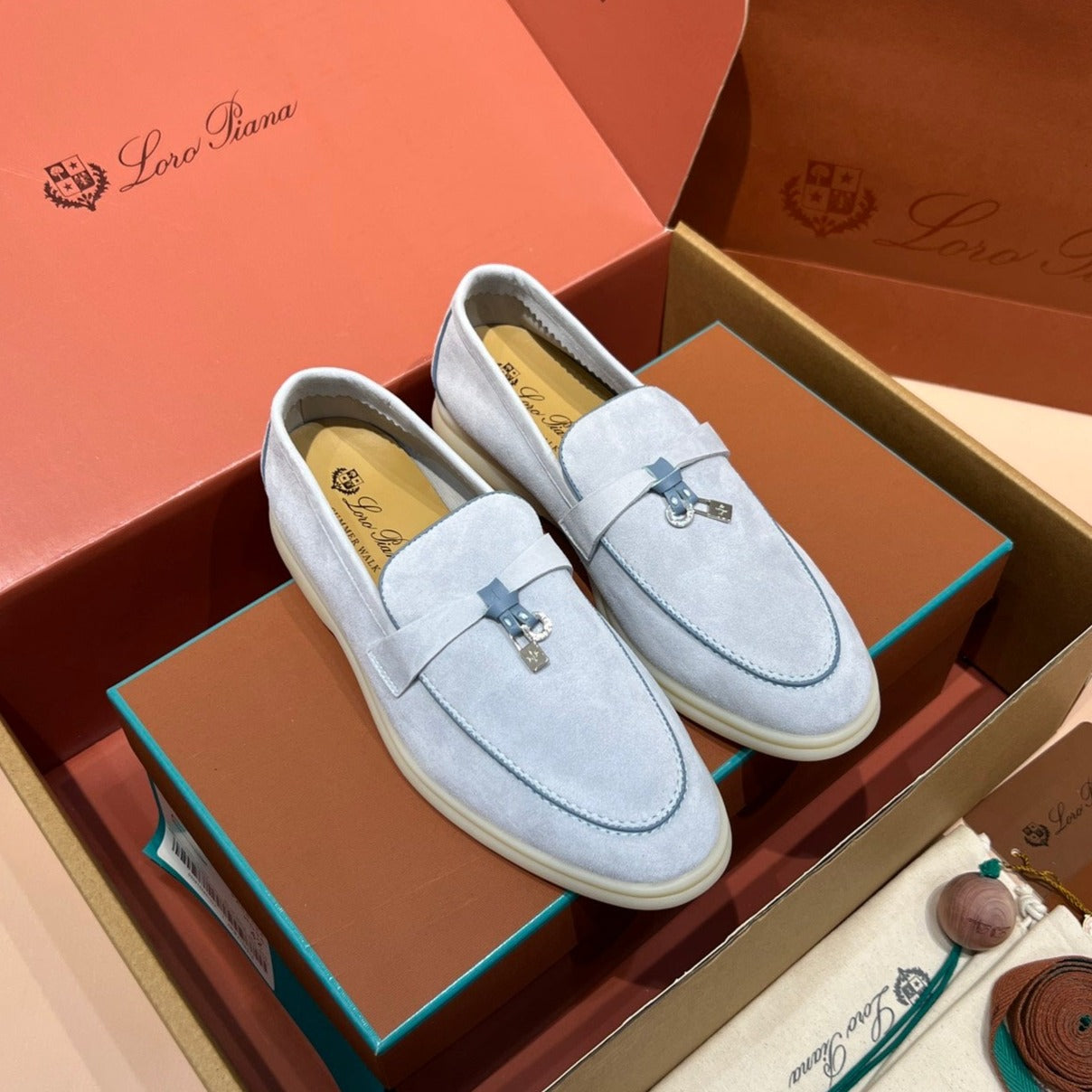 lp summer charm walk loafer aqua blue suede