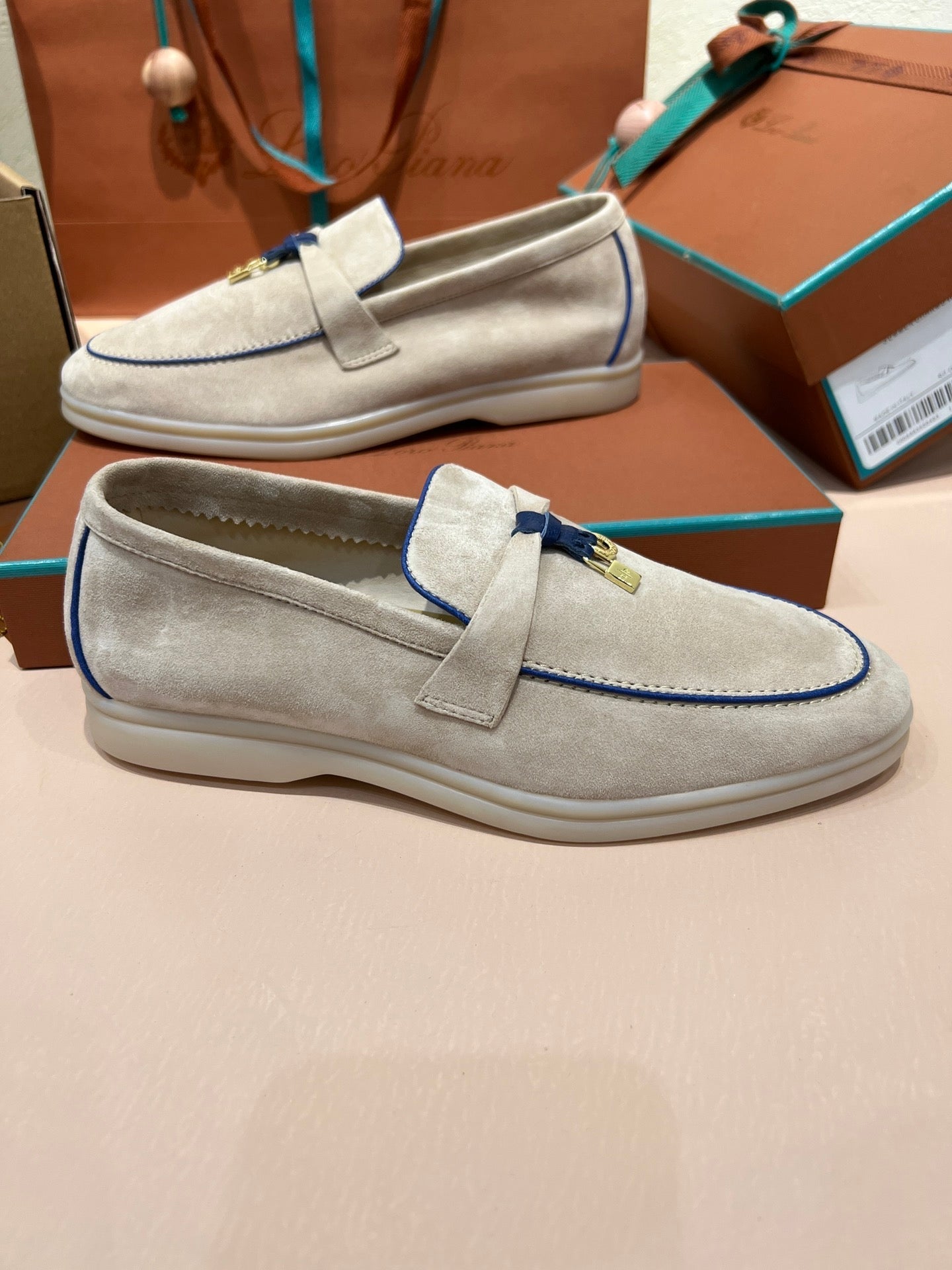 lp summer charm walk loafer  grey blue suede