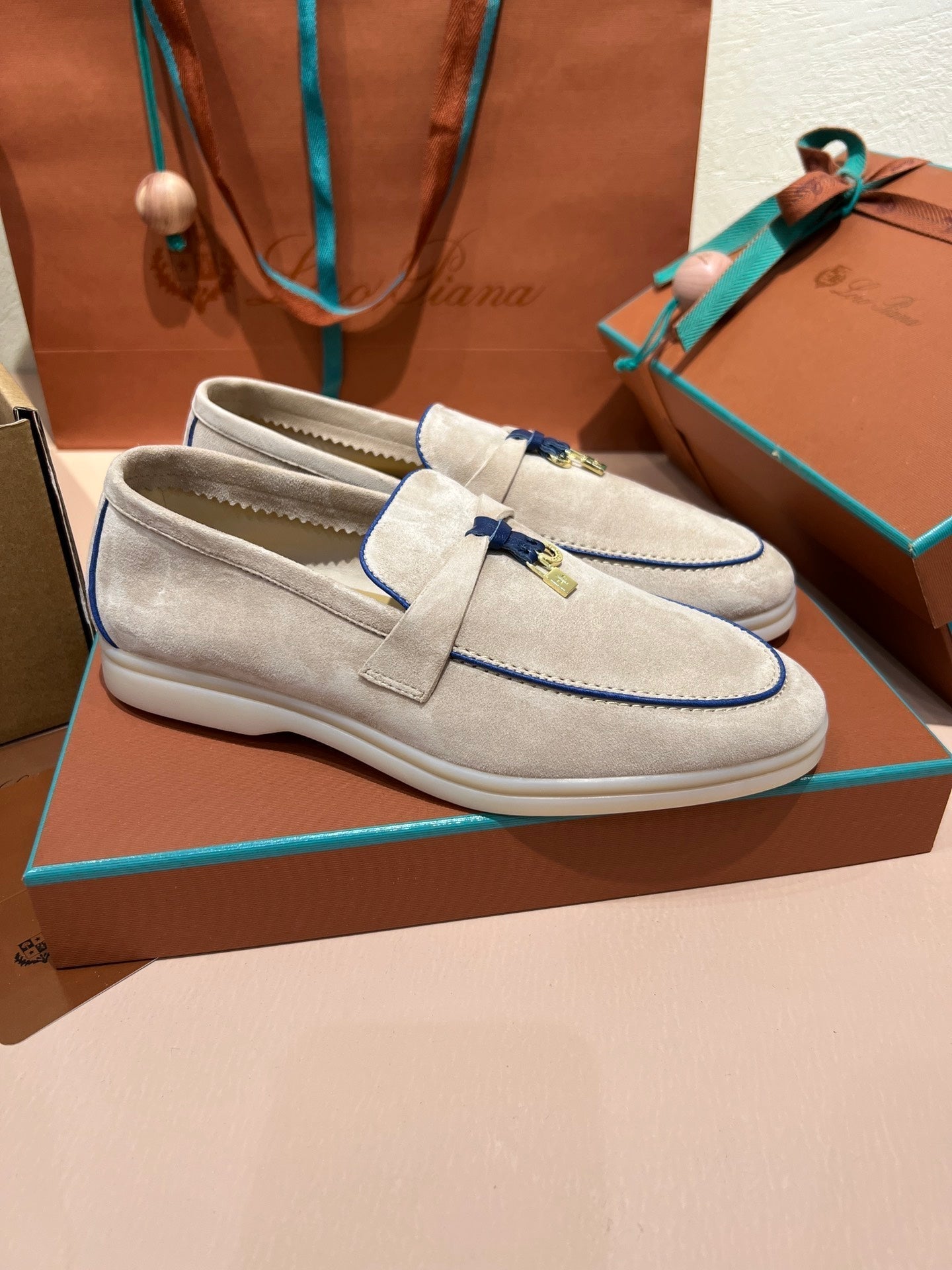 lp summer charm walk loafer  grey blue suede