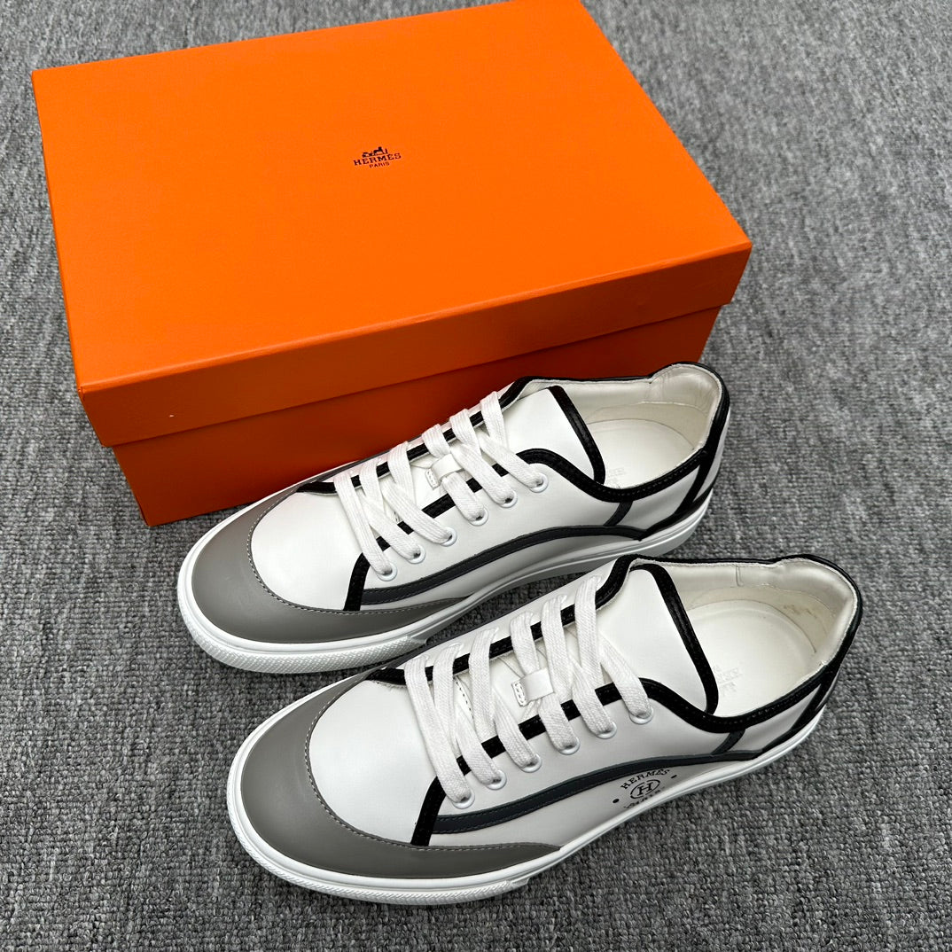 HM Men's Get Sneaker White Grey Calfskin 336084