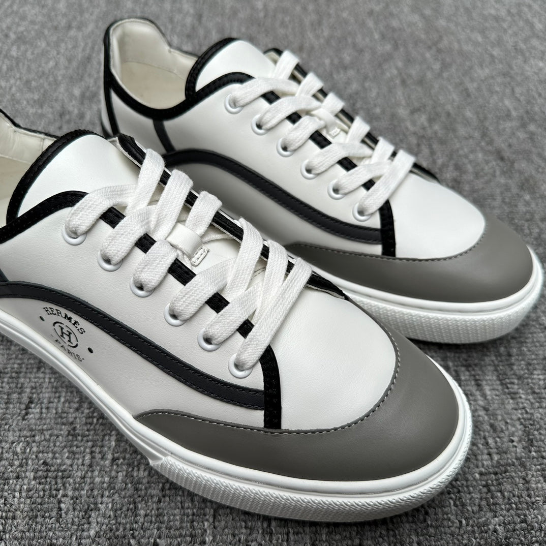 HM Men's Get Sneaker White Grey Calfskin 336084