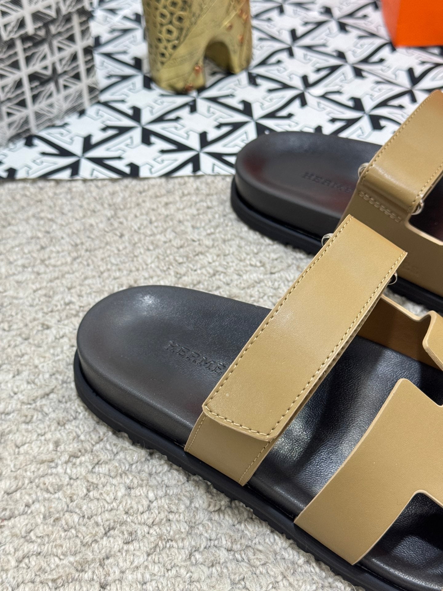 HM Men's Chypre Slide Moss Green Cowhide 542931