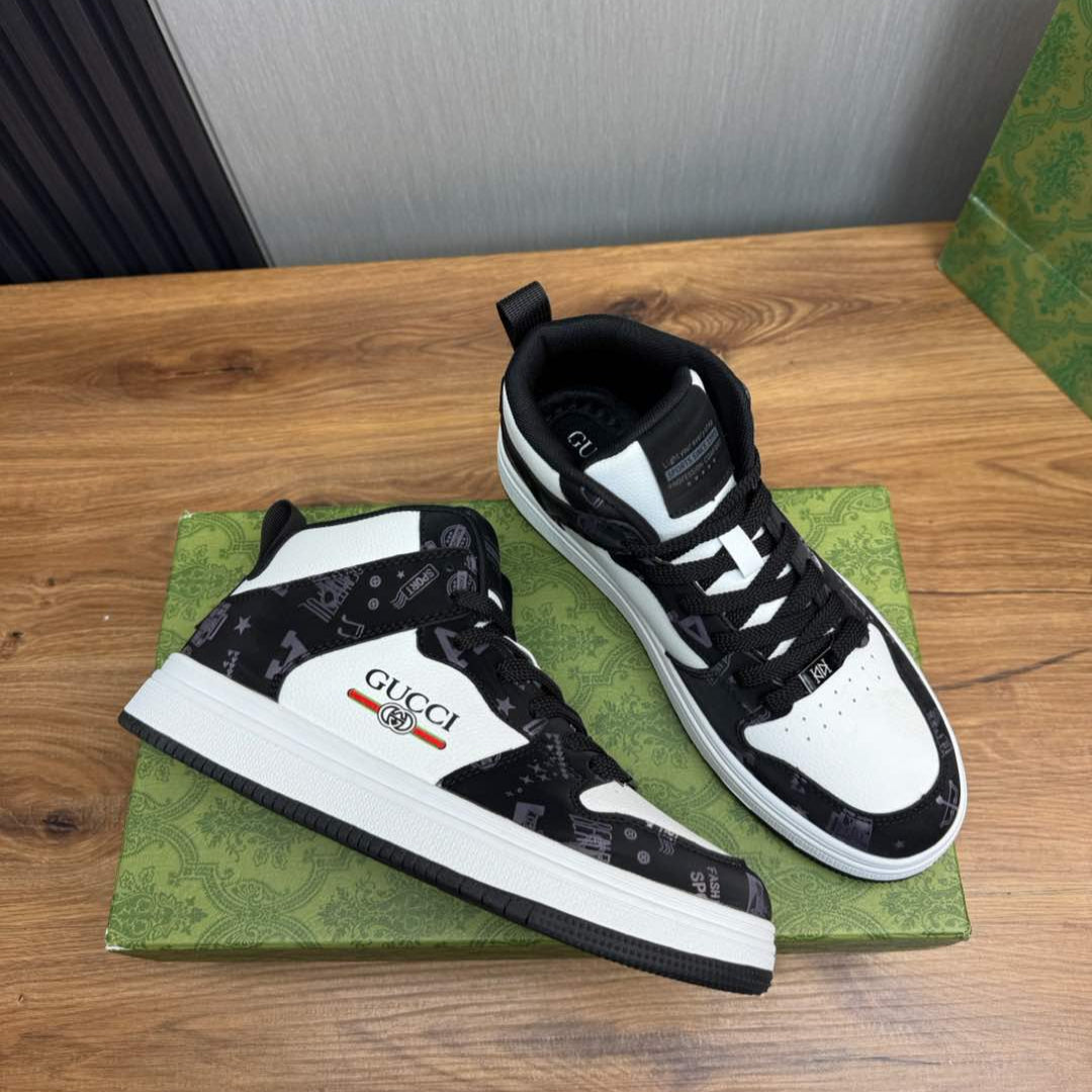 GG Men's Sneaker Black White Cowhide 527701