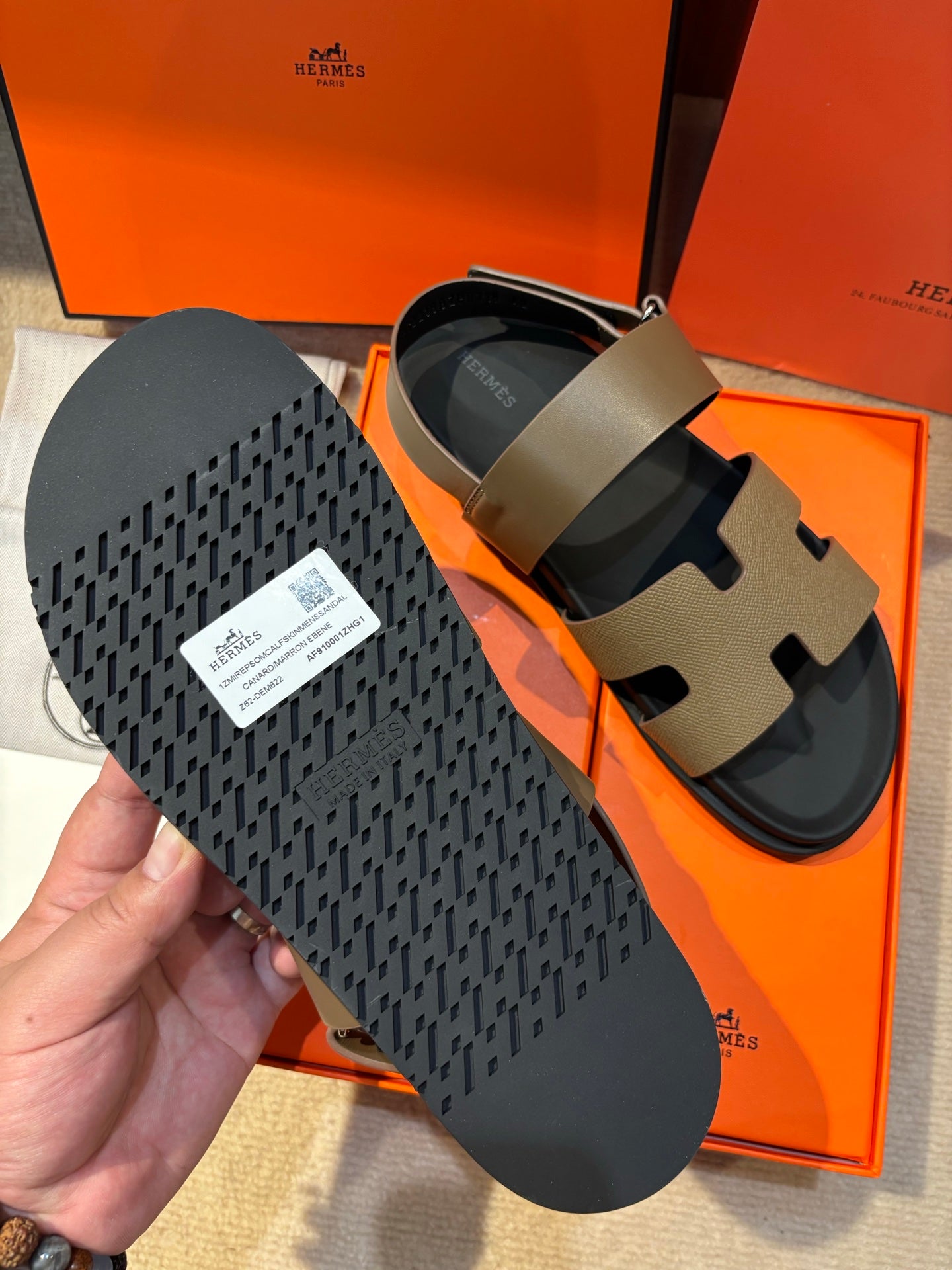 HM Men's 25 Chypre Sandals Brown Calfskin 673758