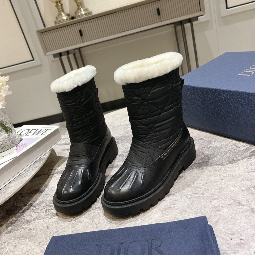 CD Frozen-D Ankle Boot Black Fleece Lining And Mackintosh And Calfskin