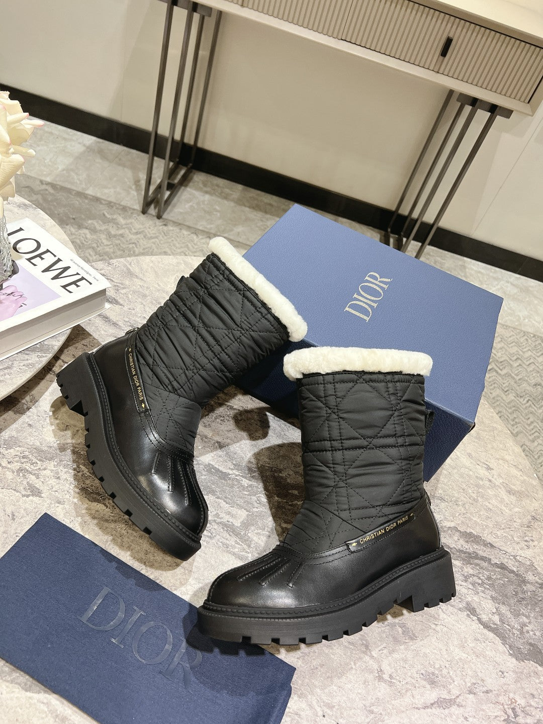 CD Frozen-D Ankle Boot Black Fleece Lining And Mackintosh And Calfskin