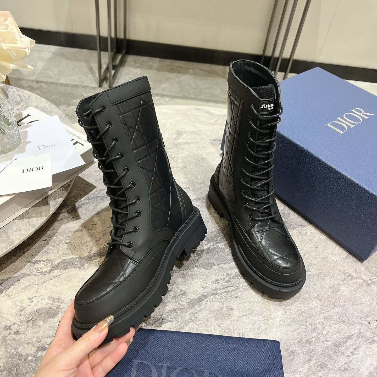 CD- D-Leader Ankle Boot 45mm Black Calfskin