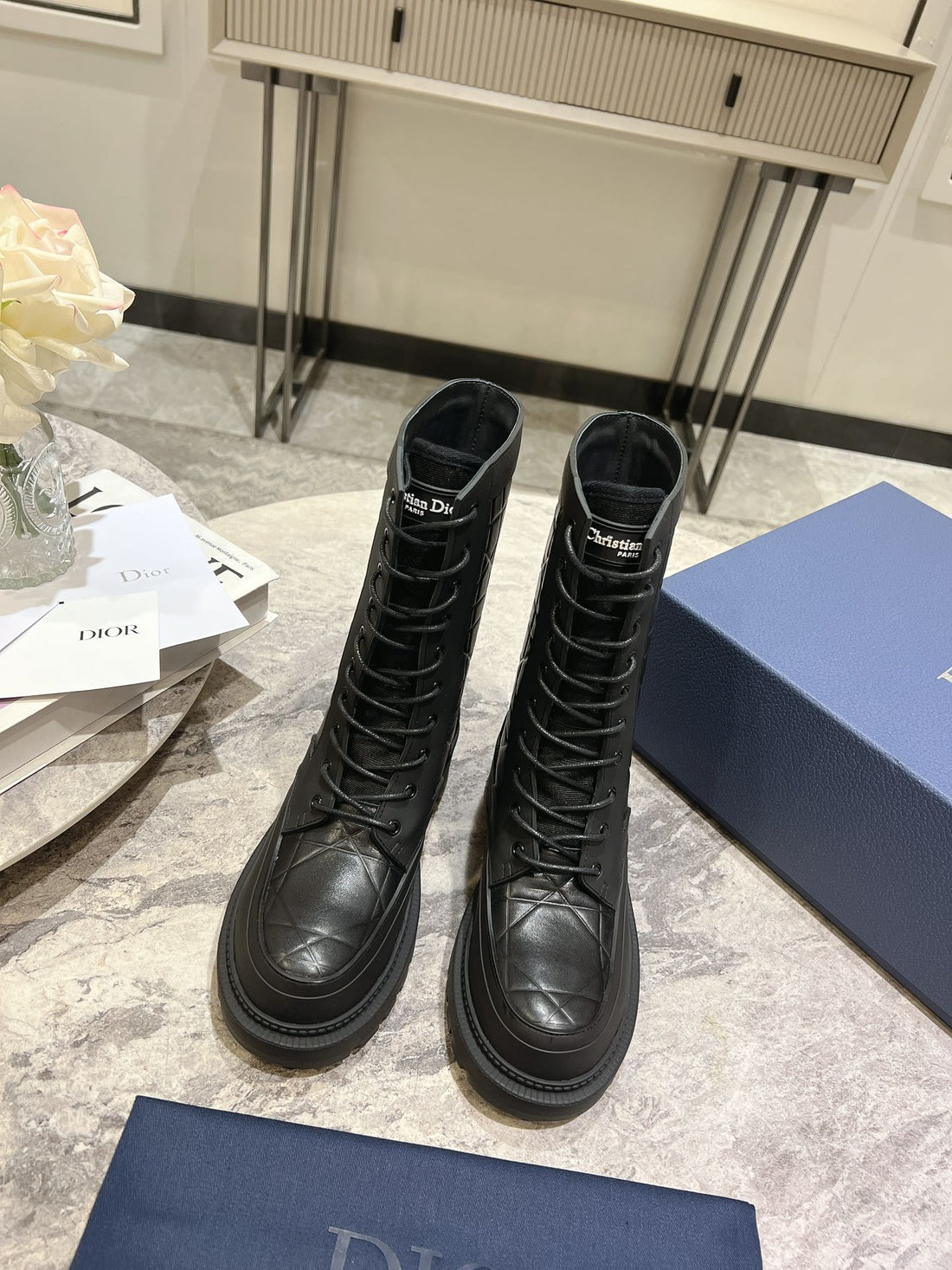 CD- D-Leader Ankle Boot 45mm Black Calfskin