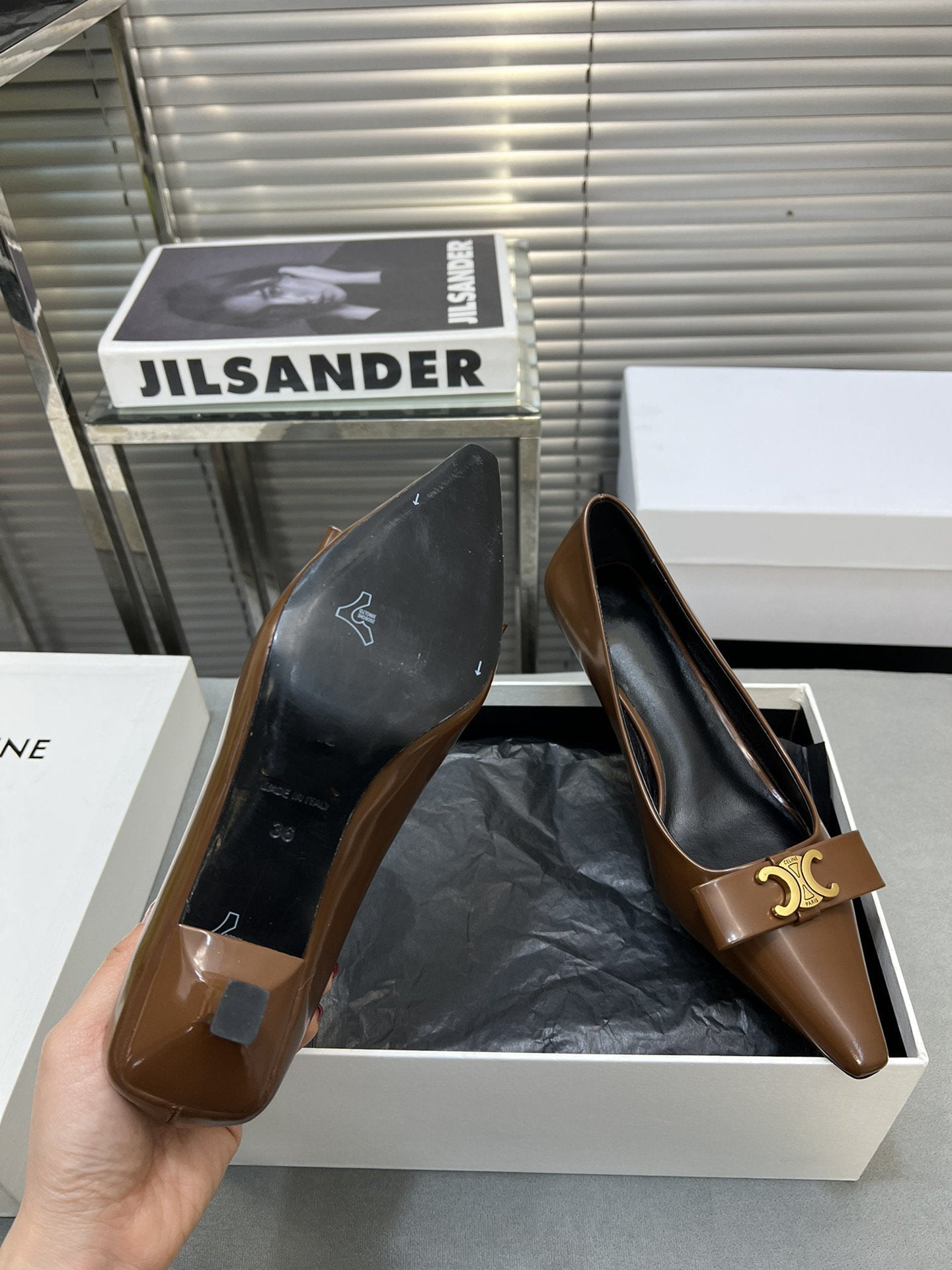 cl pumps 50 dark brown calfskin