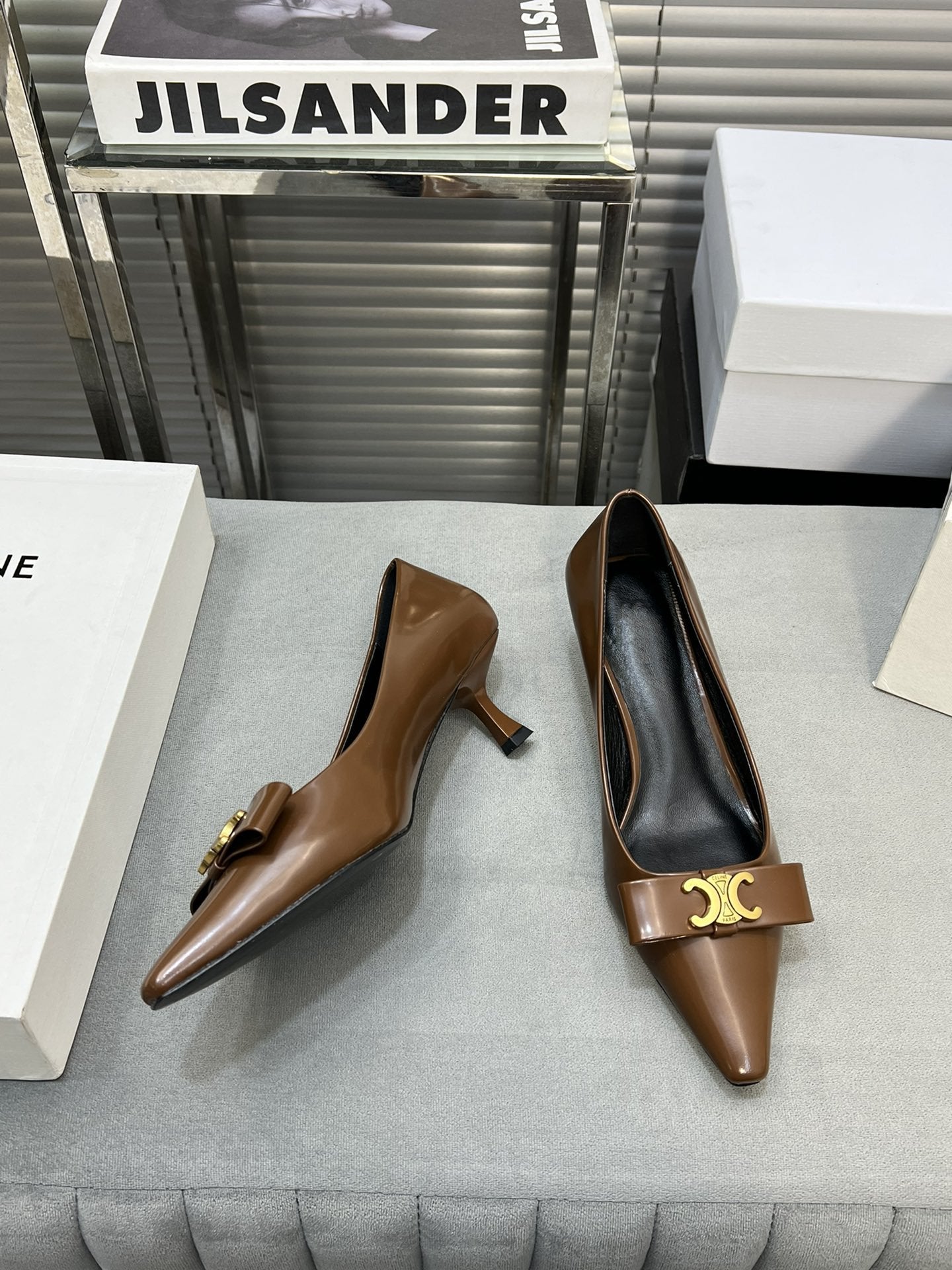 cl pumps 50 dark brown calfskin