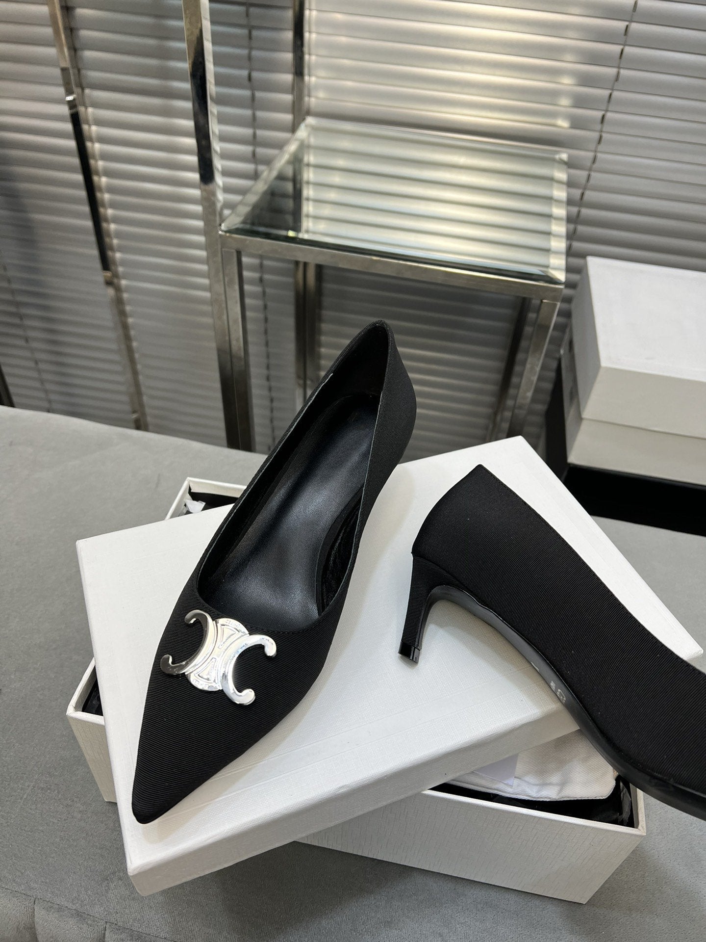 cl pumps 50 black grosgrain