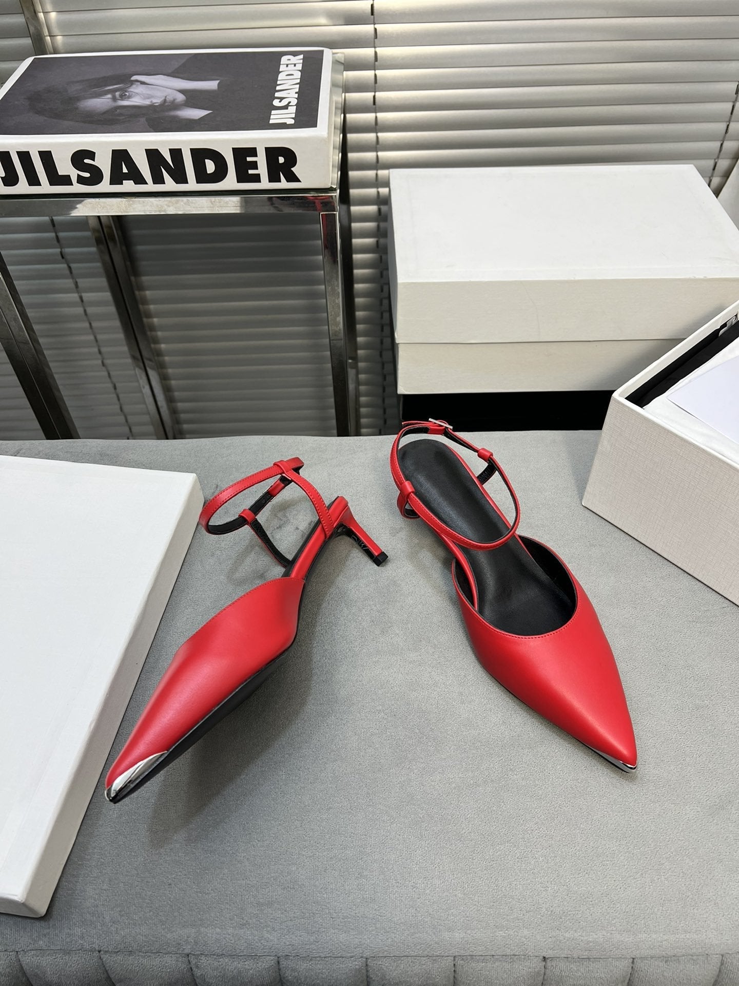cl kitten 50 with metal toe red calfskin