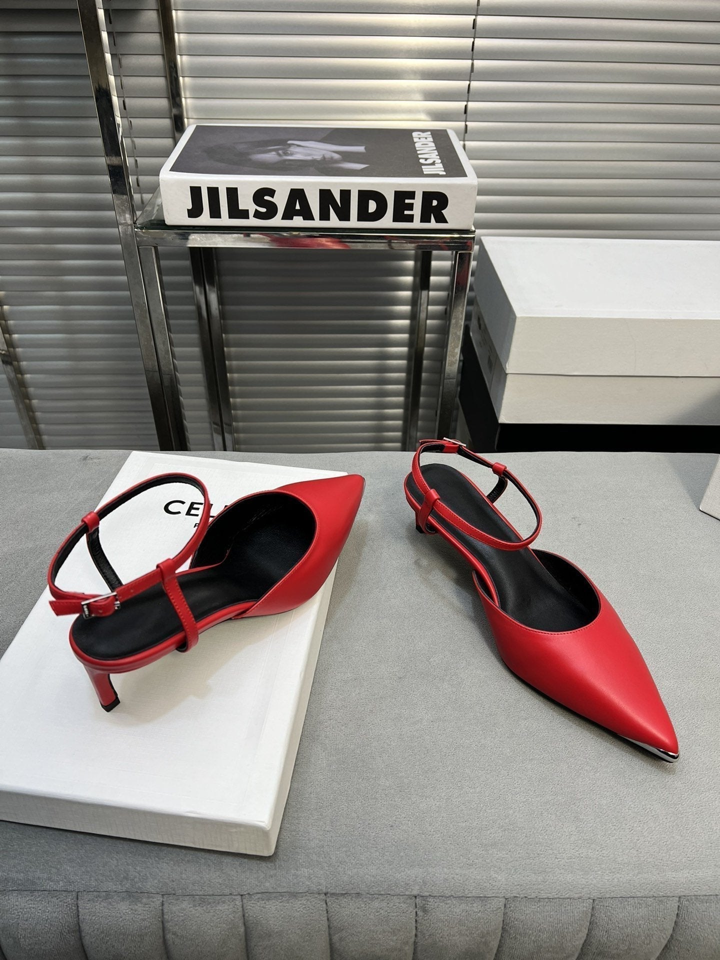 cl kitten 50 with metal toe red calfskin