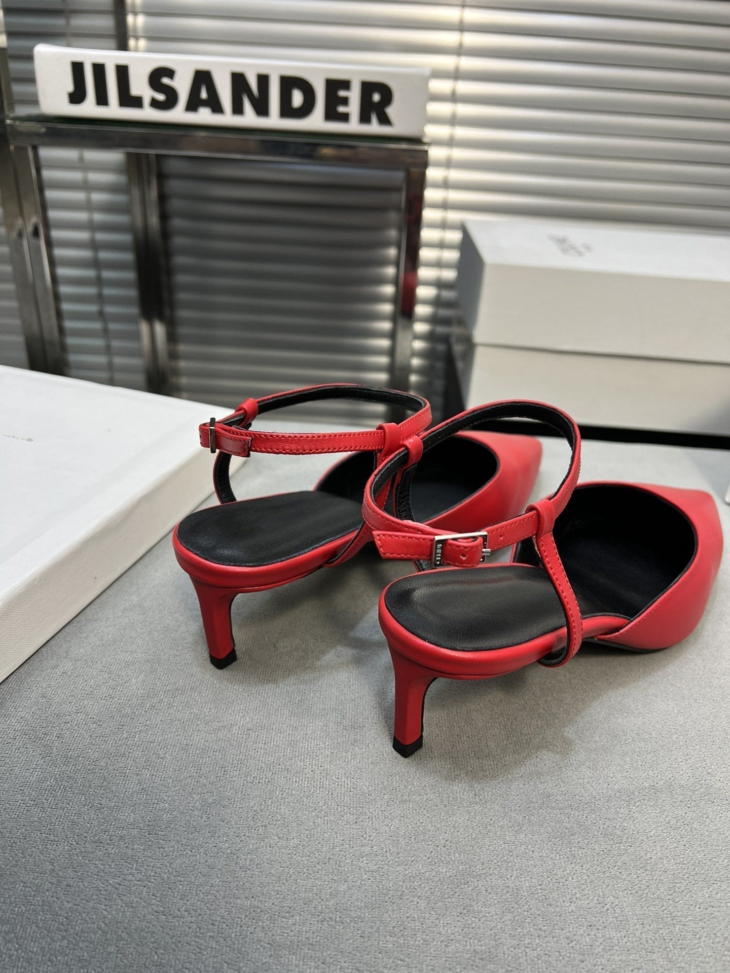 cl kitten 50 with metal toe red calfskin