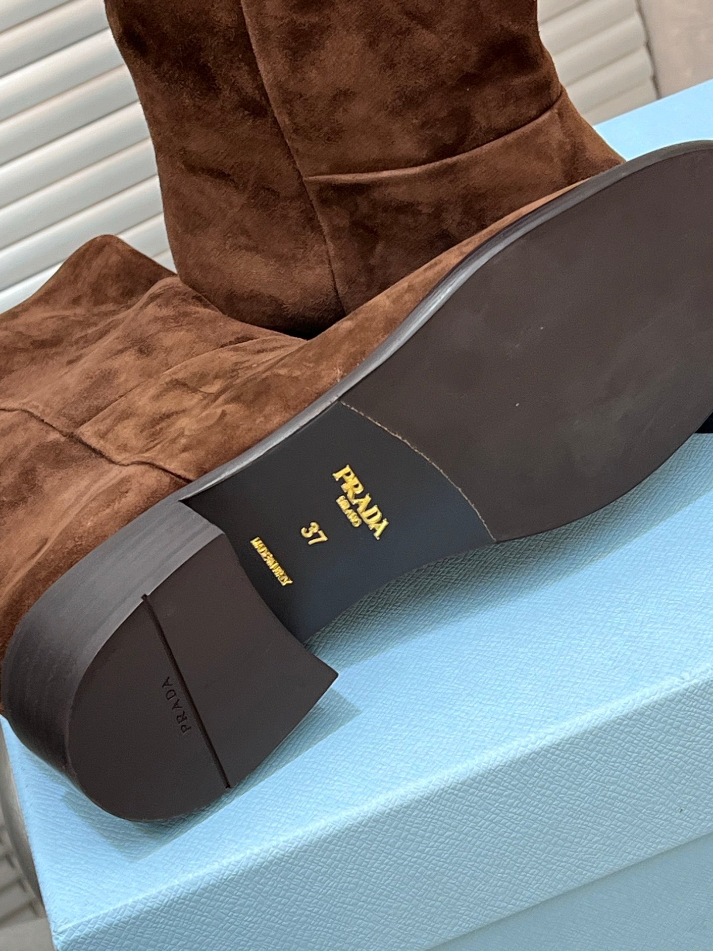 Prada 25 Boot Brown Suede Sheepskin 499844