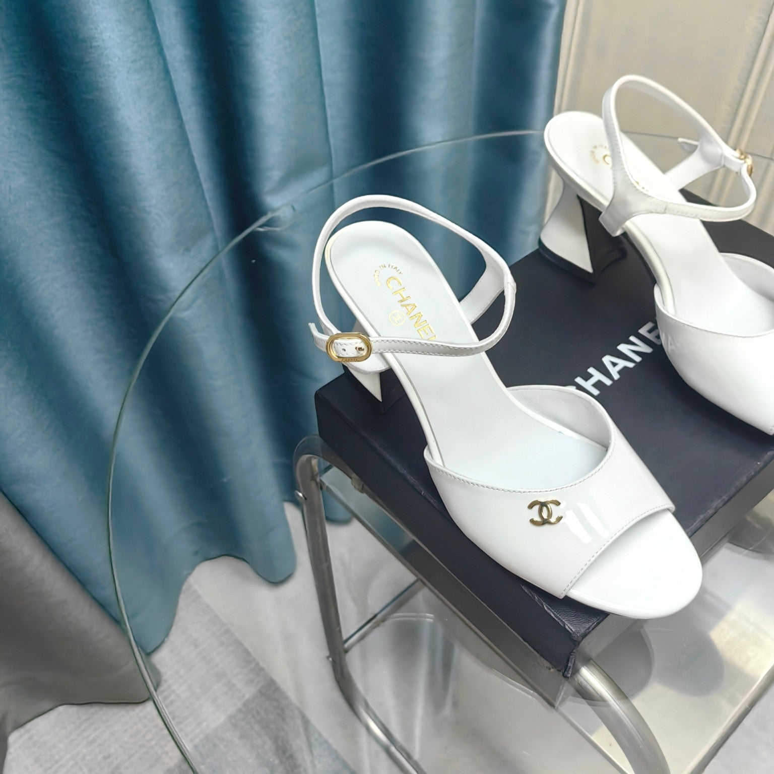 cc slingbacks sandal 85 white patent calfskin