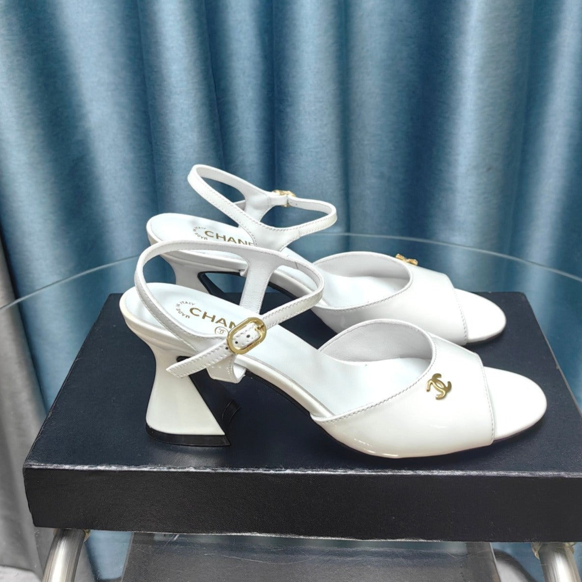 cc slingbacks sandal 85 white patent calfskin