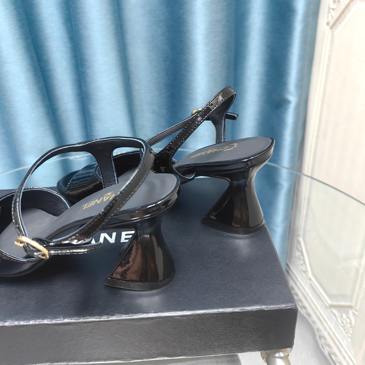 cc slingbacks sandal 85 black patent calfskin