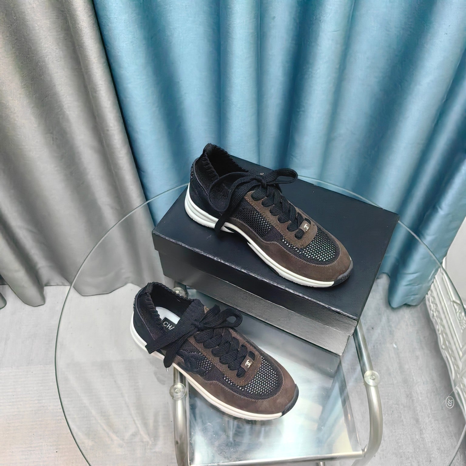 CC Sneaker Brown Black Suede And Polyester Mesh Fabric