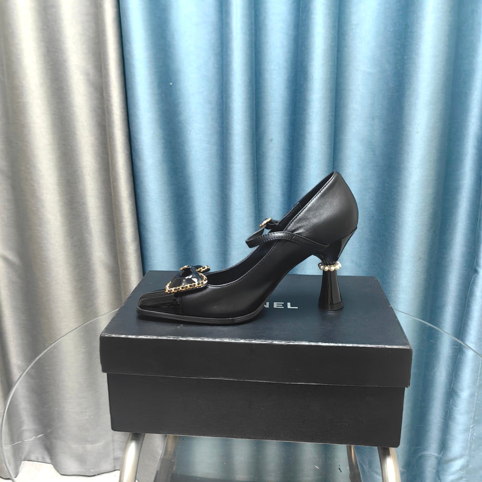 CC High Mary Janes Black Bow Lambskin
