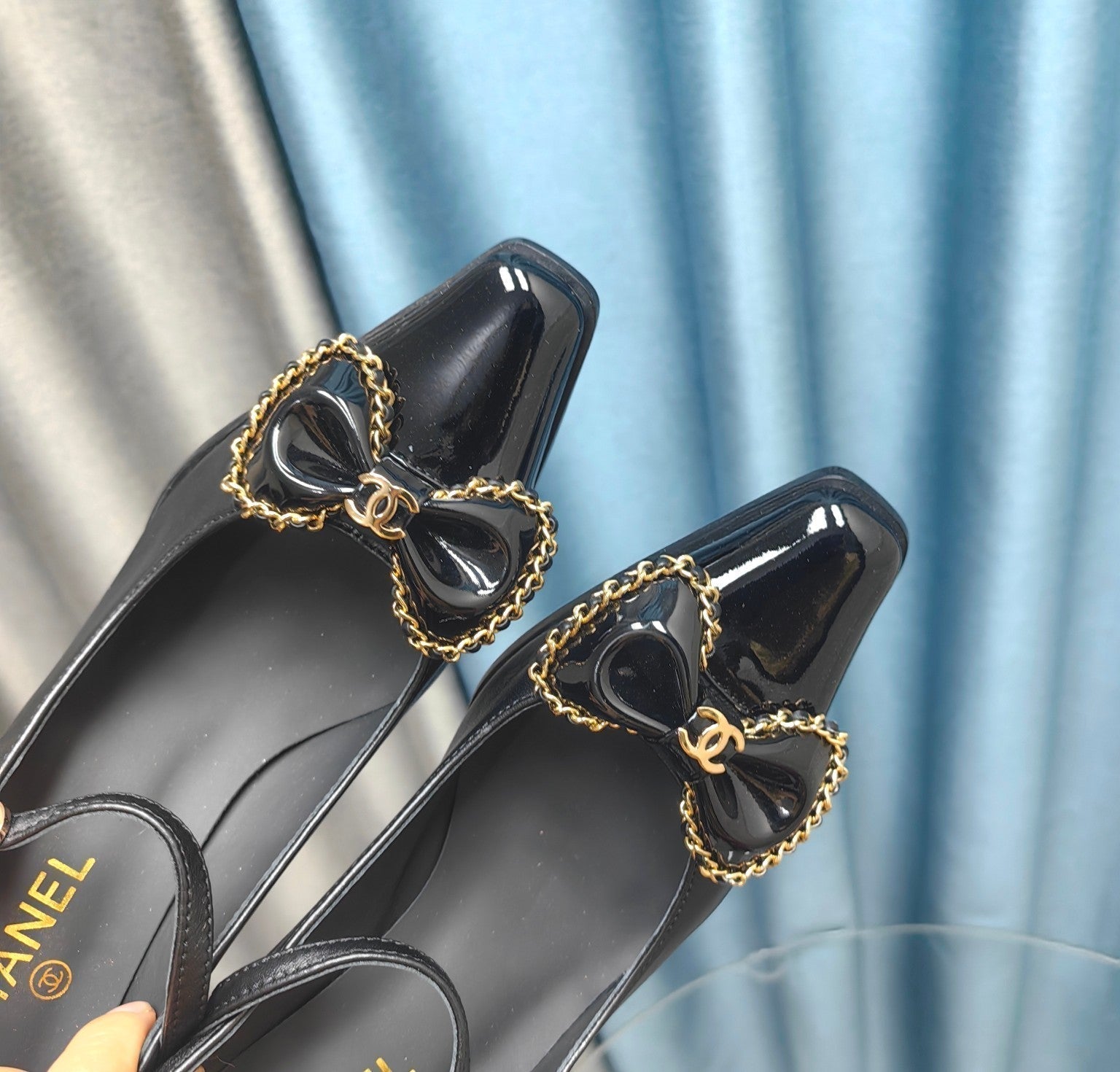 CC High Mary Janes Black Bow Lambskin