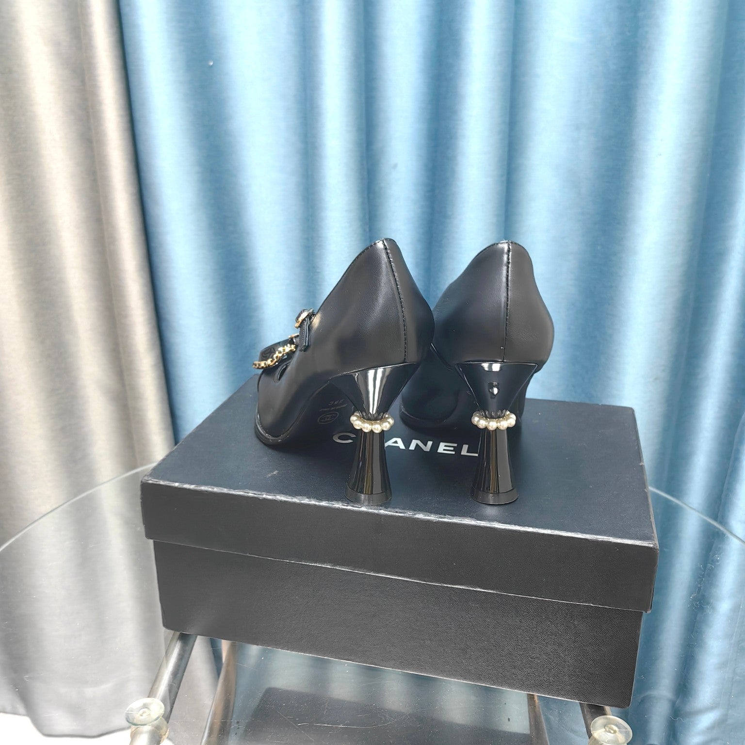 CC High Mary Janes Black Bow Lambskin