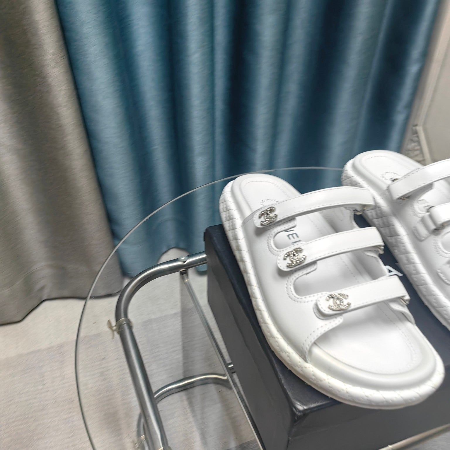 CC 25C Sandal Triple Straps White Calfskin