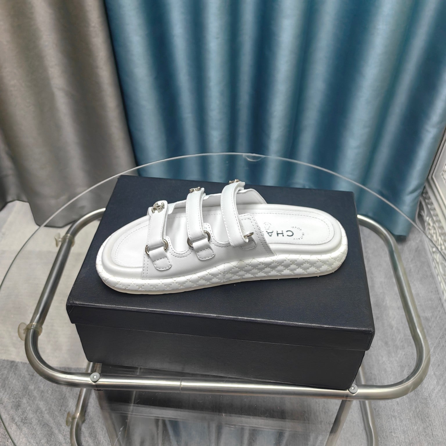 CC 25C Sandal Triple Straps White Calfskin