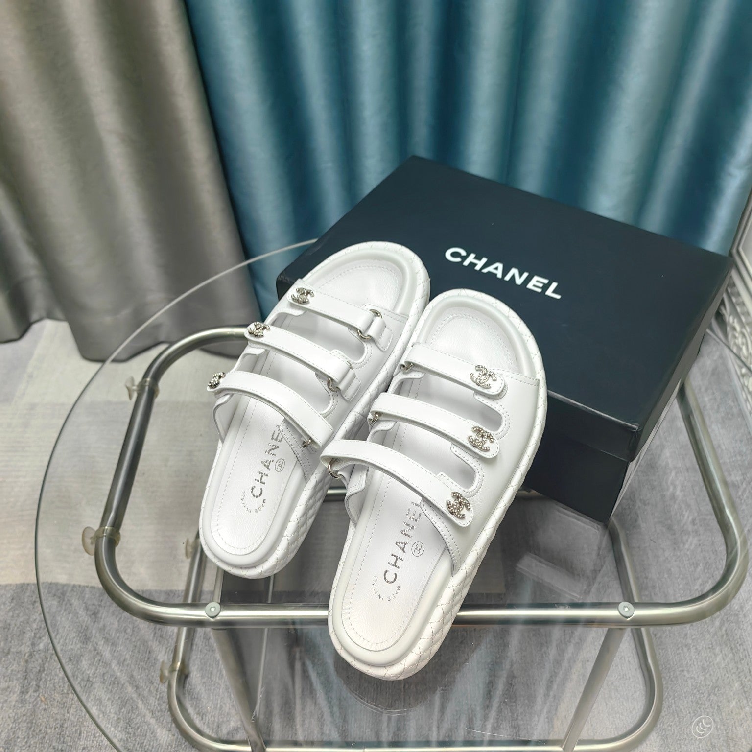 CC 25C Sandal Triple Straps White Calfskin