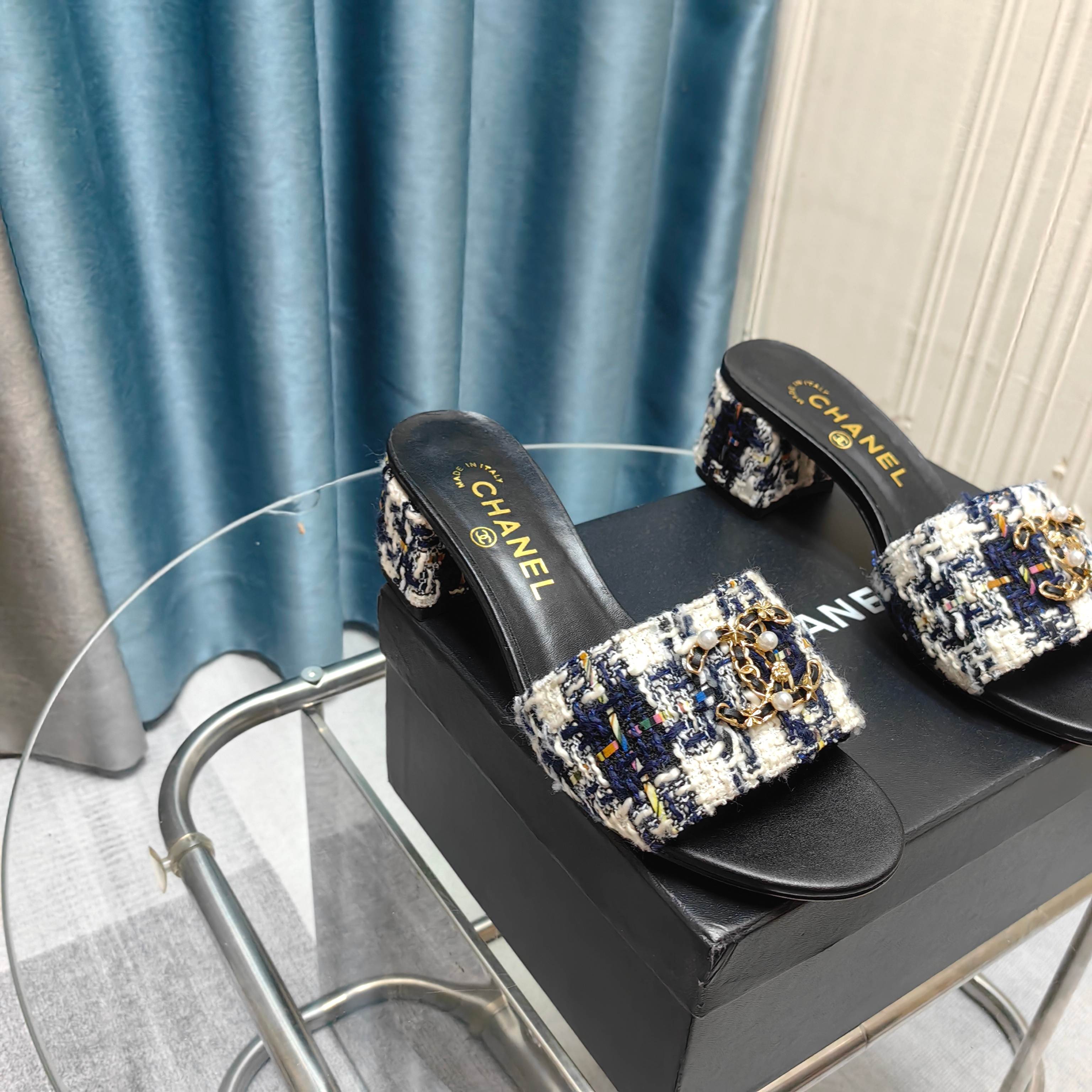 CC 25 Sandal Heel 5cm Tweed Mop