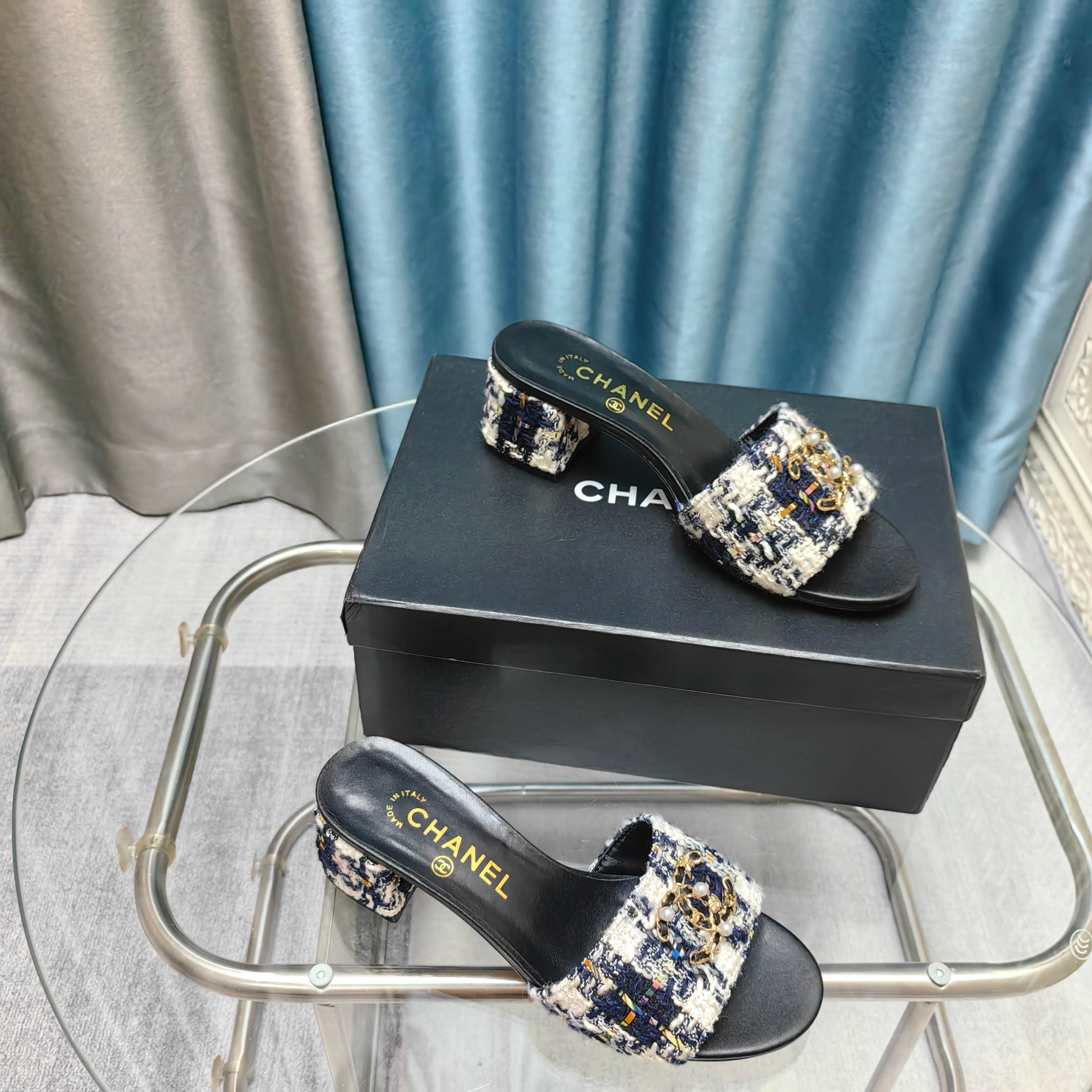 CC 25 Sandal Heel 5cm Tweed Mop