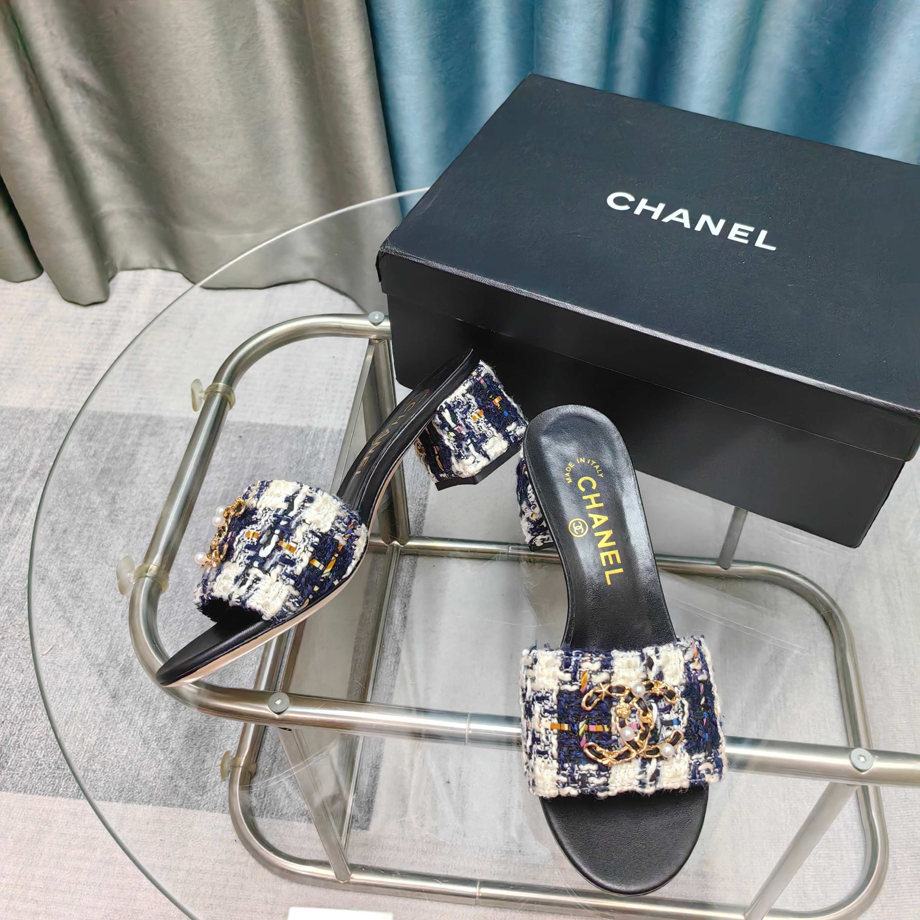 CC 25 Sandal Heel 5cm Tweed Mop