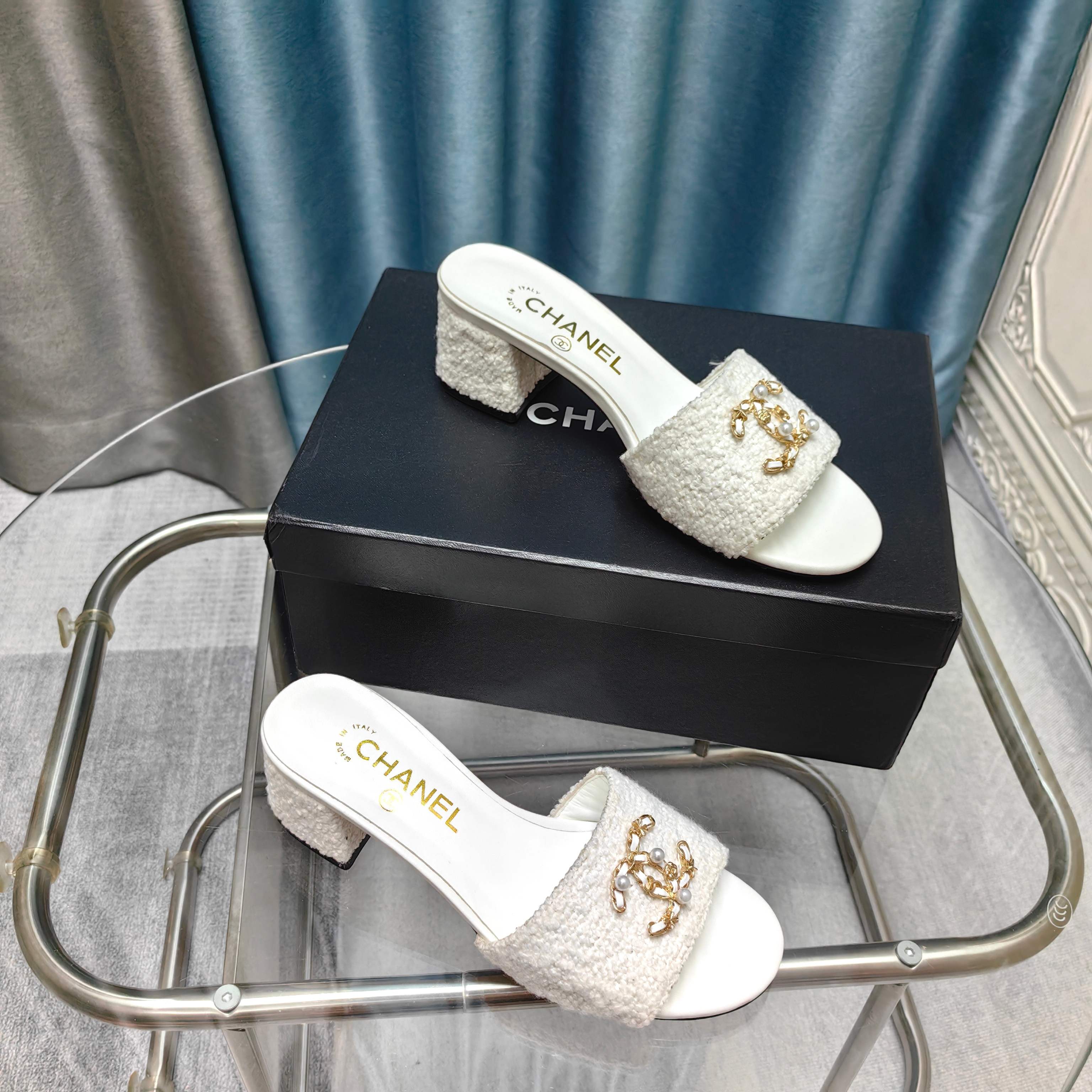 CC 25 Sandal Heel 5cm Tweed Mop