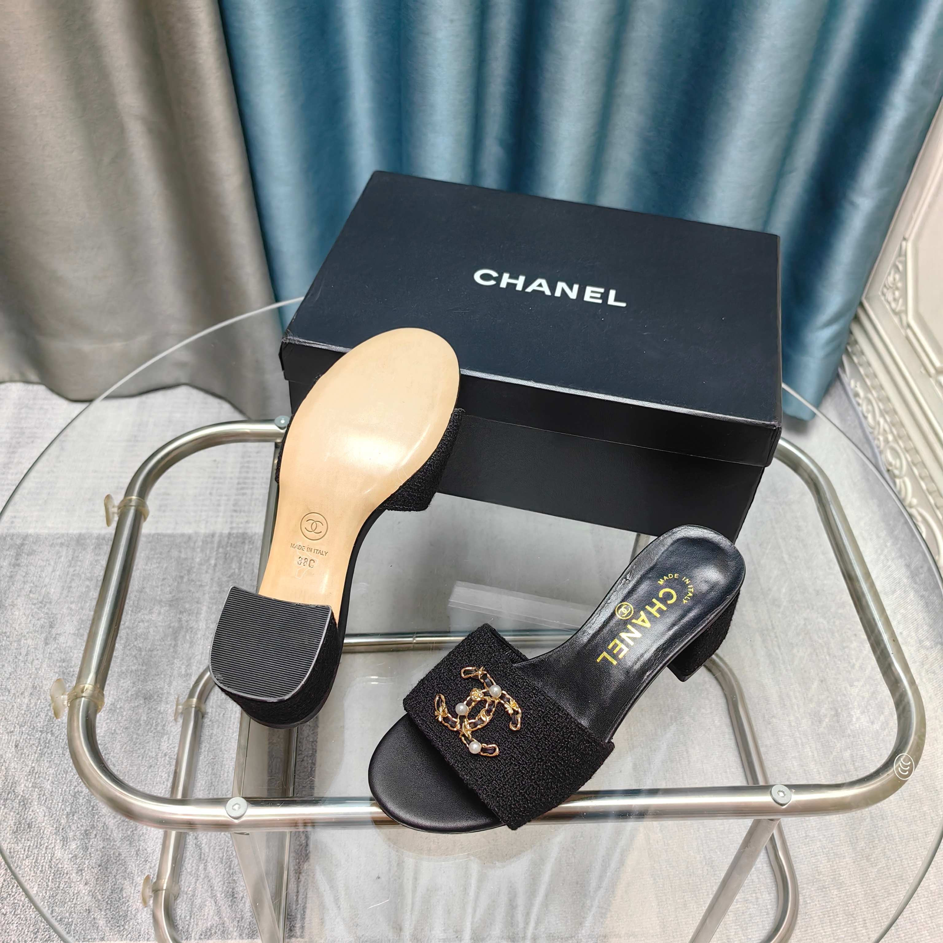 CC 25 Sandal Heel 5cm Tweed Mop