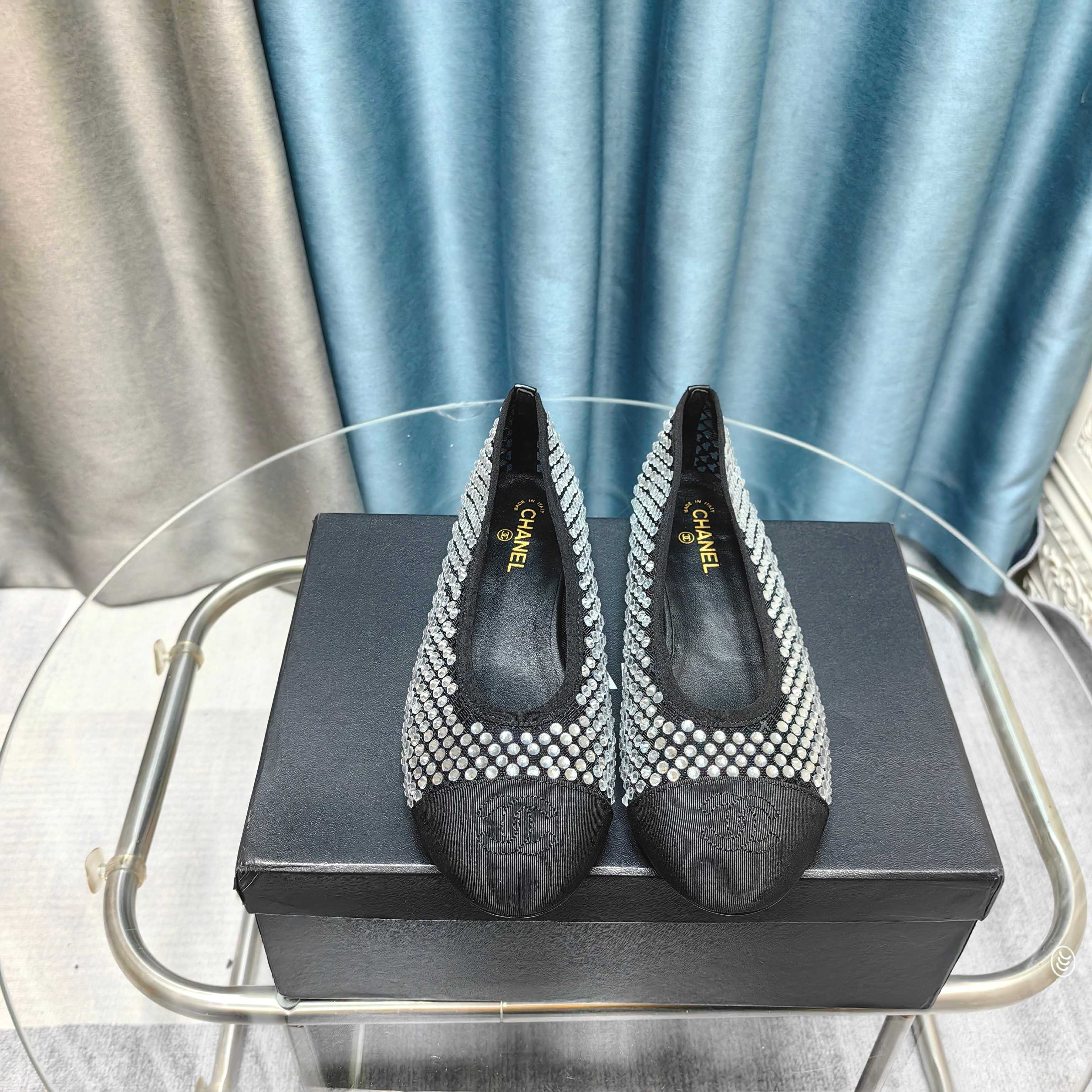 CC 25P Ballet Flat Black Mesh Fabric