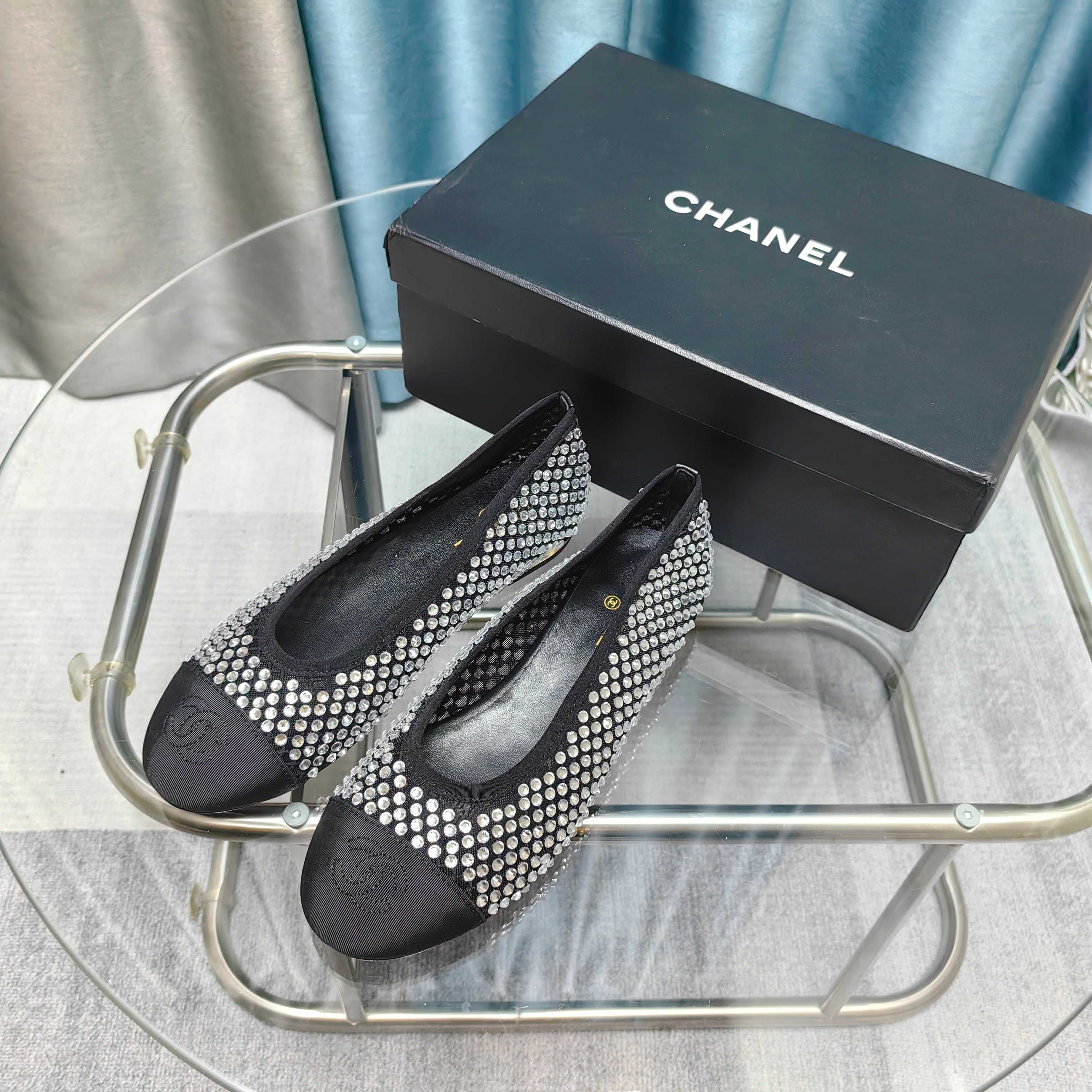 CC 25P Ballet Flat Black Mesh Fabric