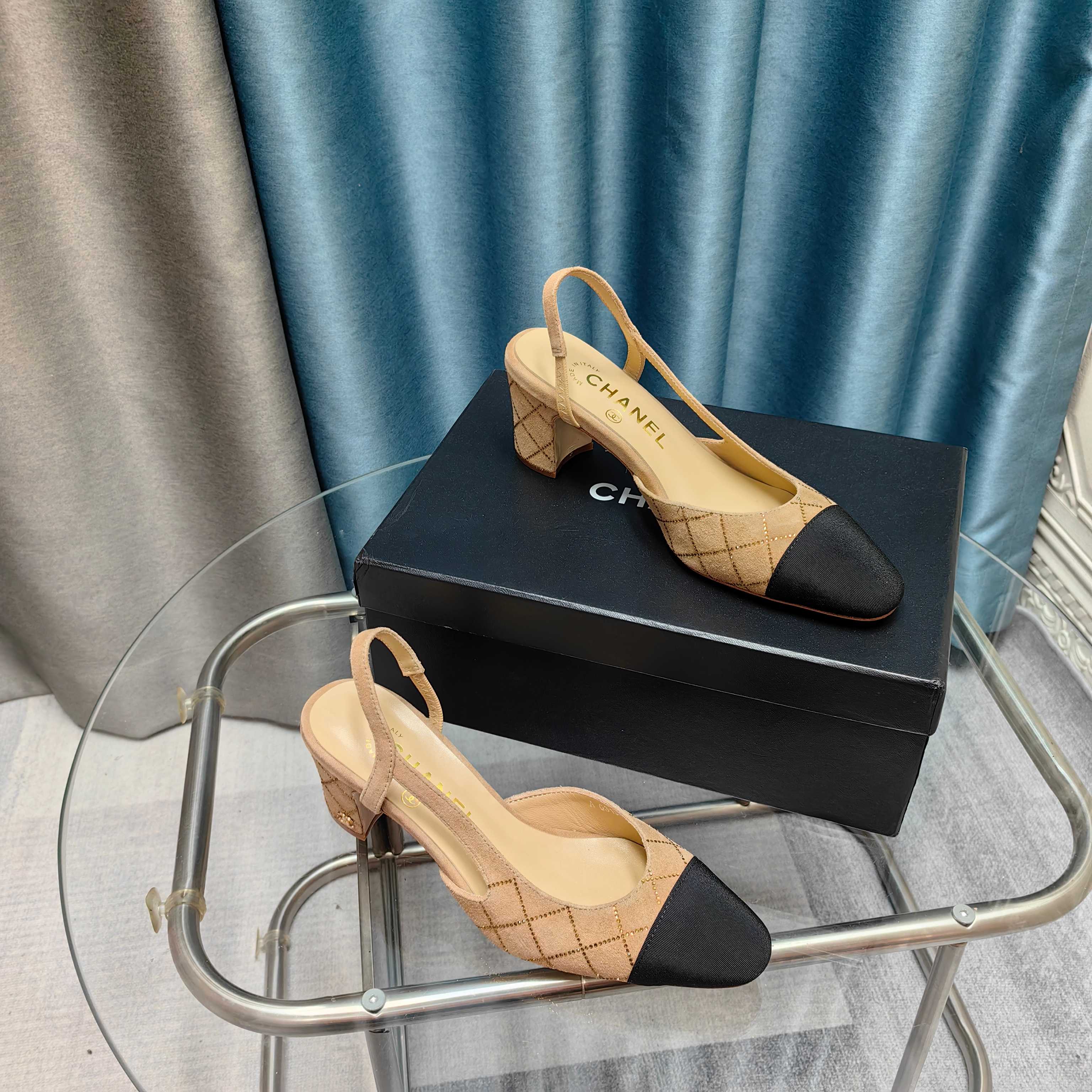 CC 25 Slingback 6.5cm Beige Suede