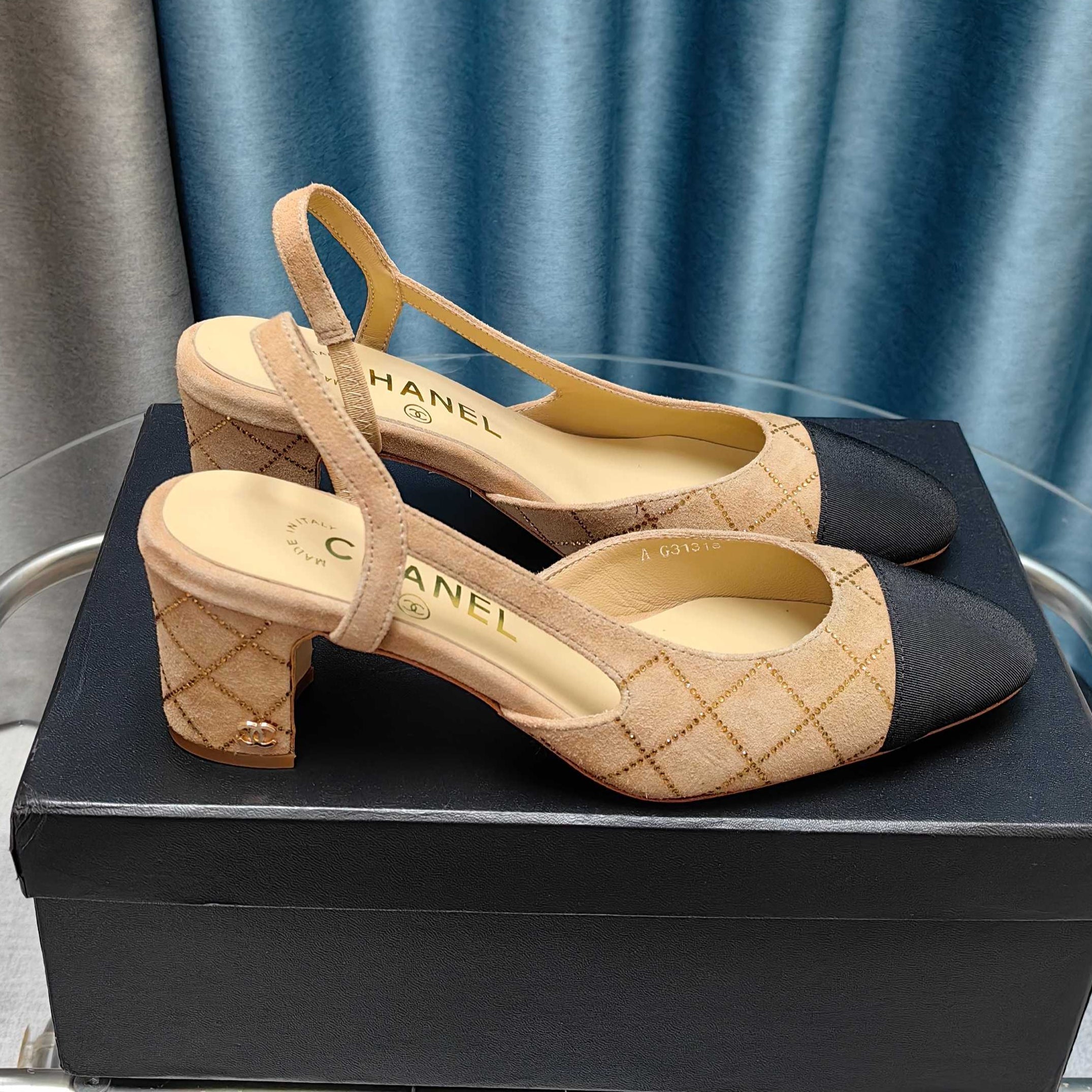 CC 25 Slingback 6.5cm Beige Suede